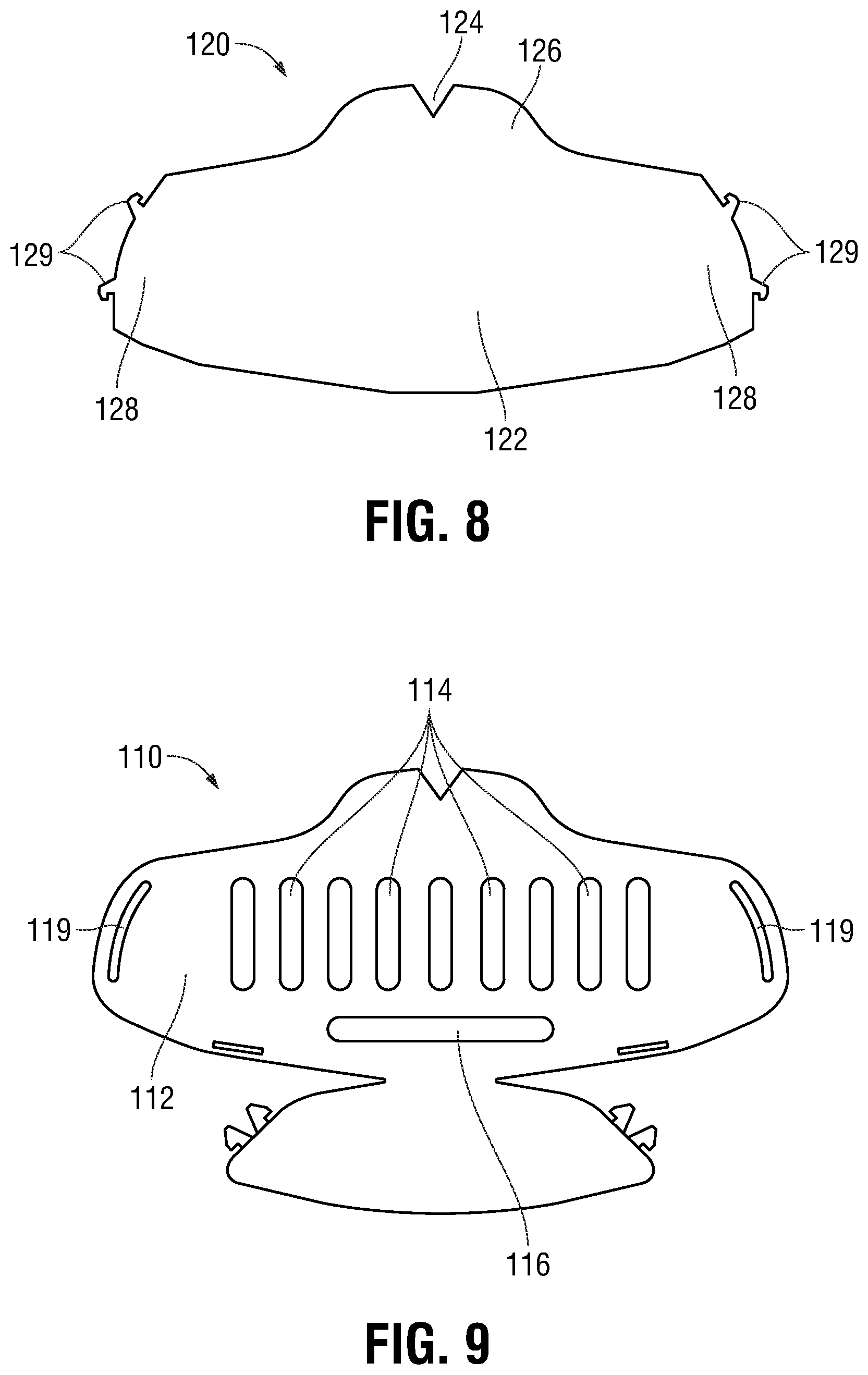 Patent US11812802 Figure 7 – Protective shields and protective shield assemblies for individual respirators and face masks