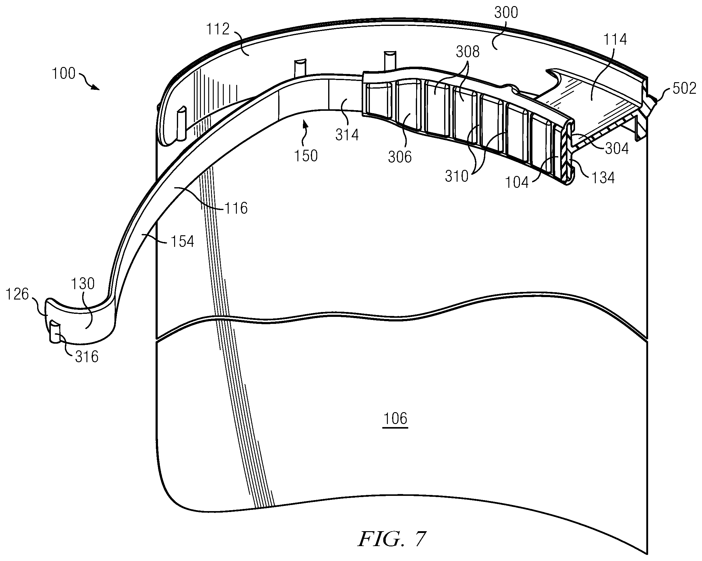 Patent US11812803 Figure 7 – Face shield