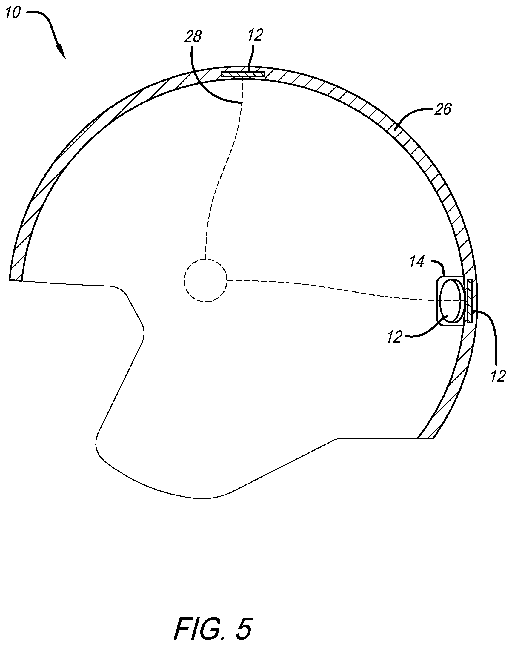 Patent US11812808 Figure 5 – Helmet including impact and health data sensing system