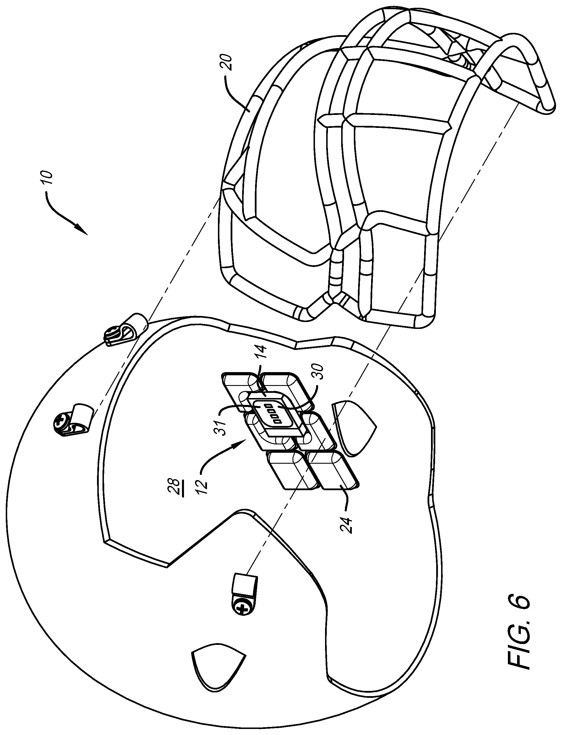 Patent US11812808 Figure 6 – Helmet including impact and health data sensing system