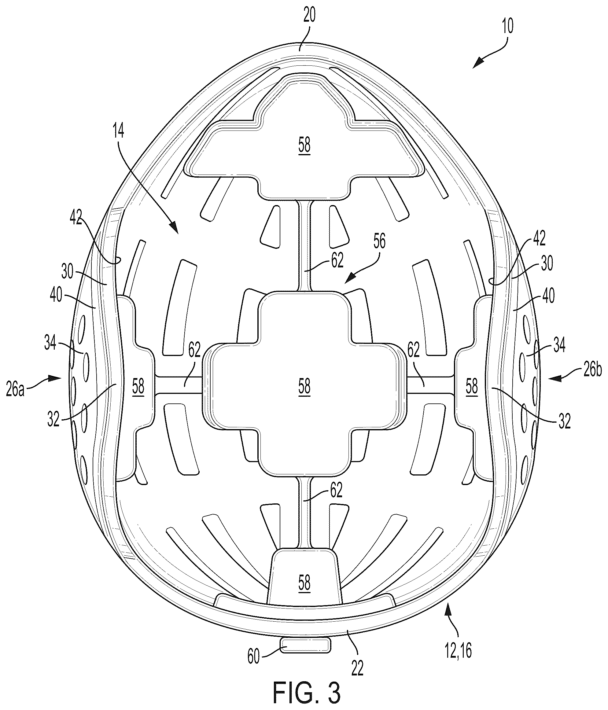 Patent US11812809 Figure 2 – Helmet with extended portions configured to protect squamous temporal bones of a wearer