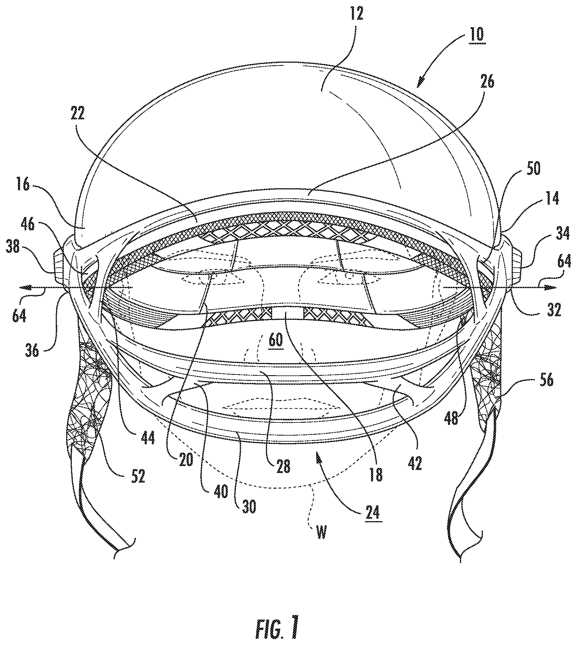 Patent US11812813 Figure 1 – Demi-helmet and mask combination providing facial impact protection and entirely unobstructed views in both forward and peripheral directions, and associated methods