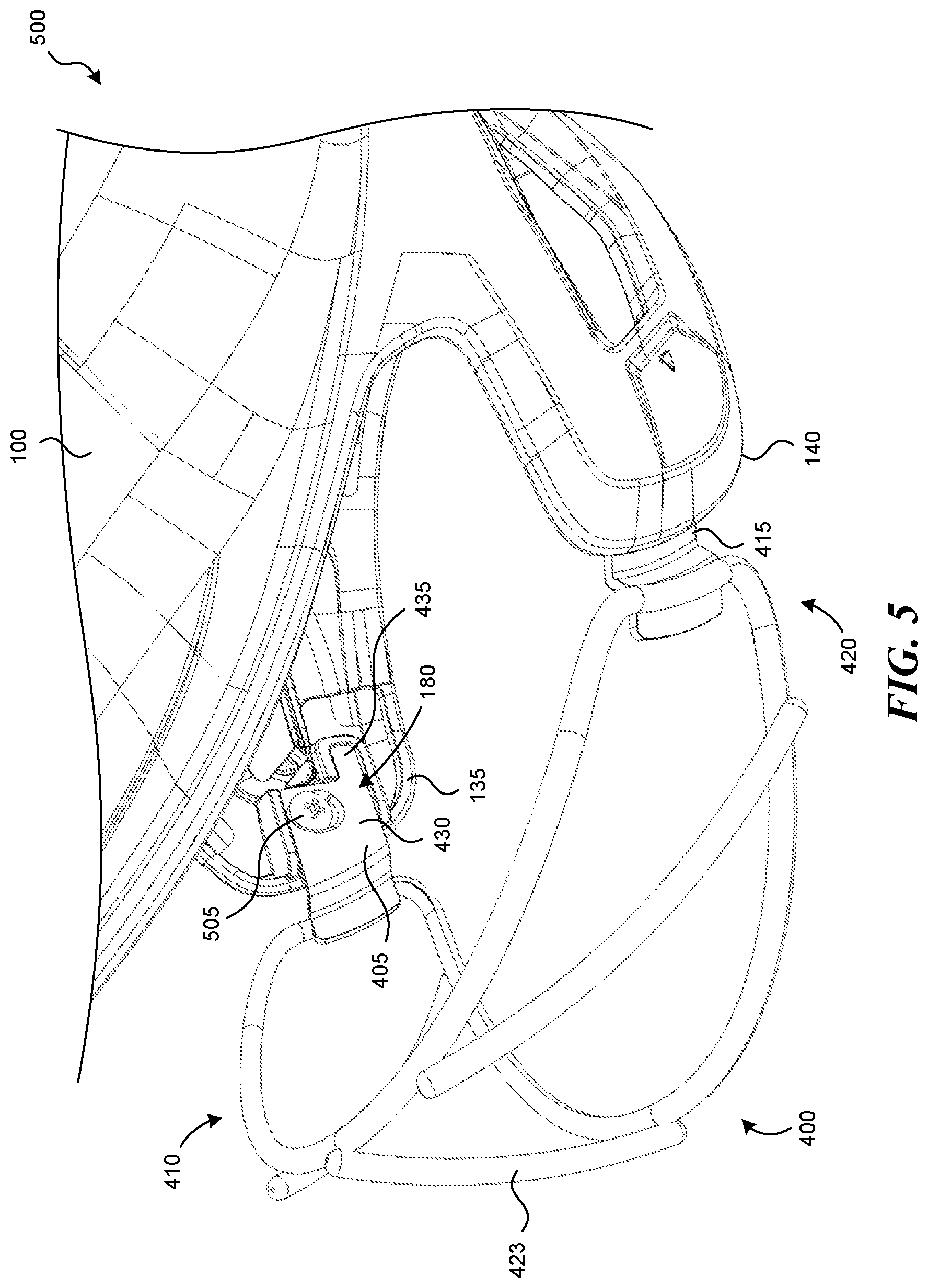 Patent US11812814 Figure 5 – Attachment features for batting helmets