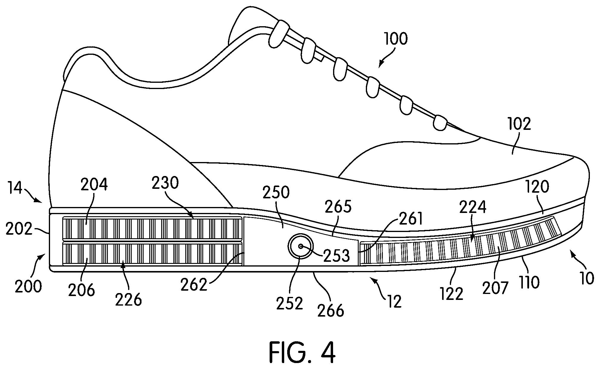 Patent US11812819 Figure 4 – Adjustable multi-bladder system for an article of footwear