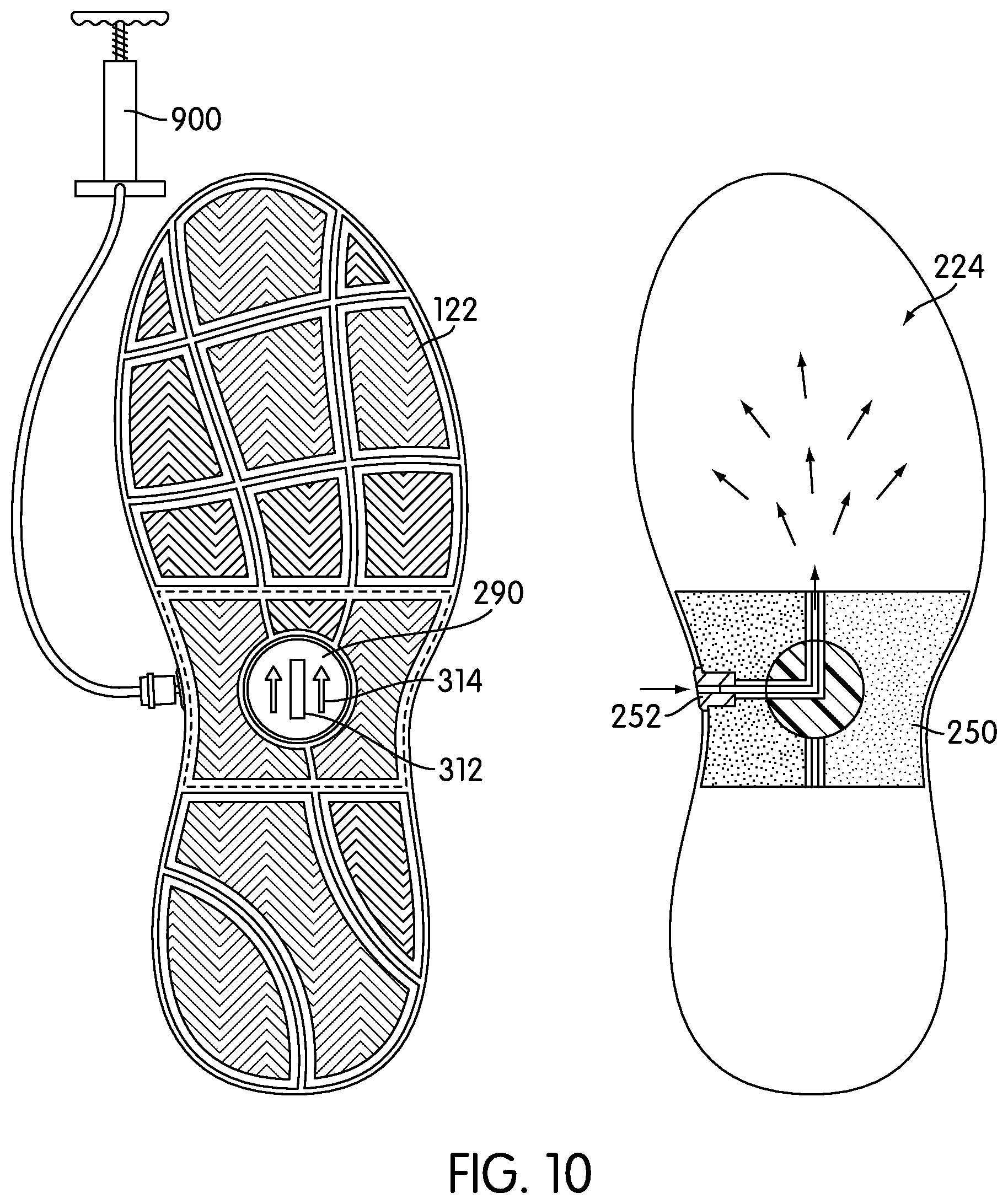 Patent US11812819 Figure 8 – Adjustable multi-bladder system for an article of footwear