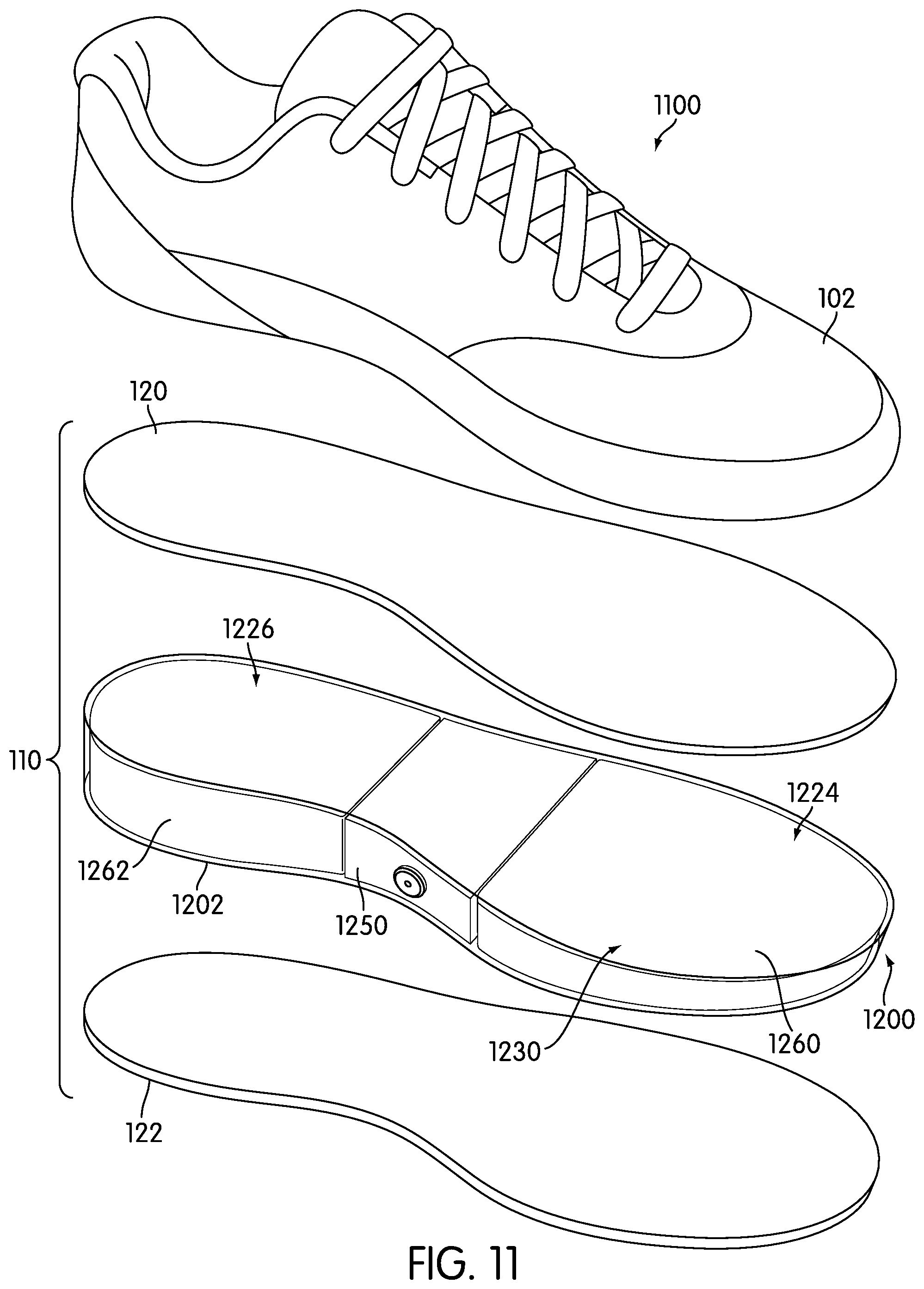 Patent US11812819 Figure 9 – Adjustable multi-bladder system for an article of footwear