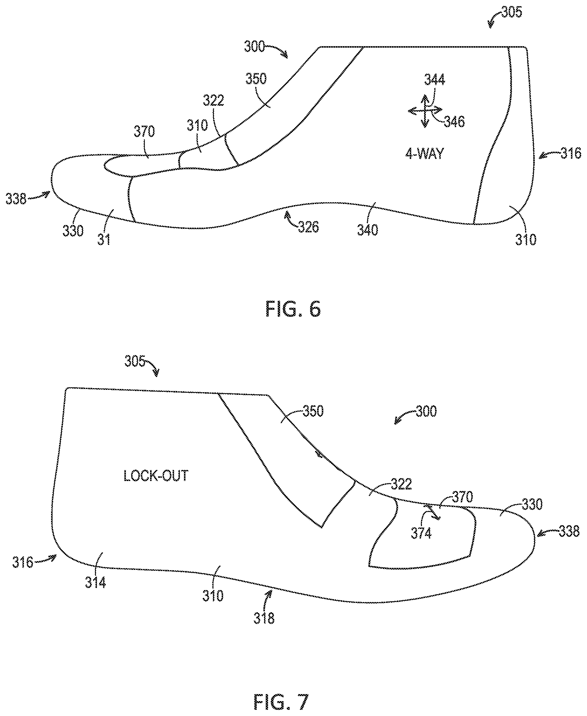 Patent US11812820 Figure 5 – Footwear upper comprising stretch zones
