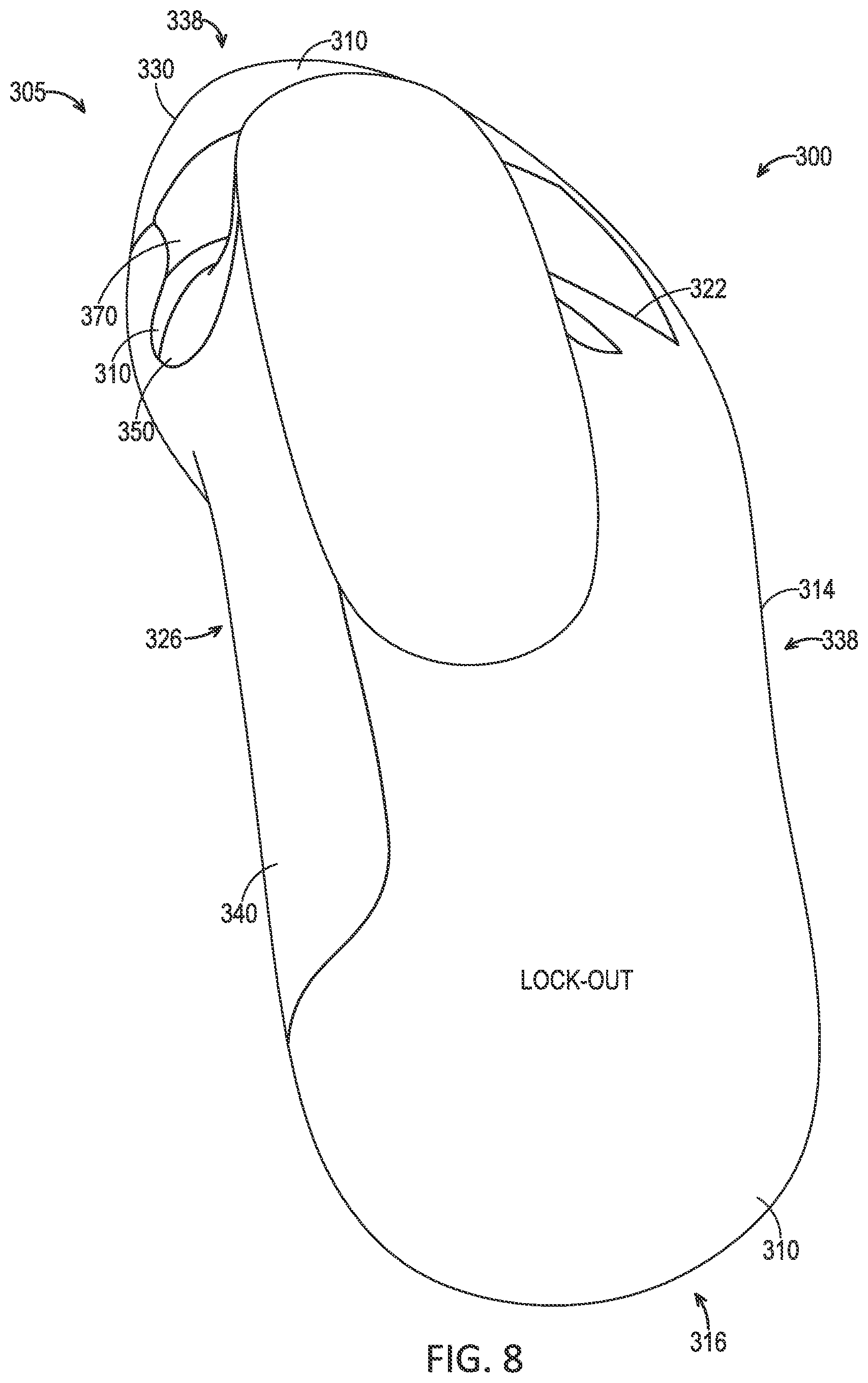 Patent US11812820 Figure 6 – Footwear upper comprising stretch zones