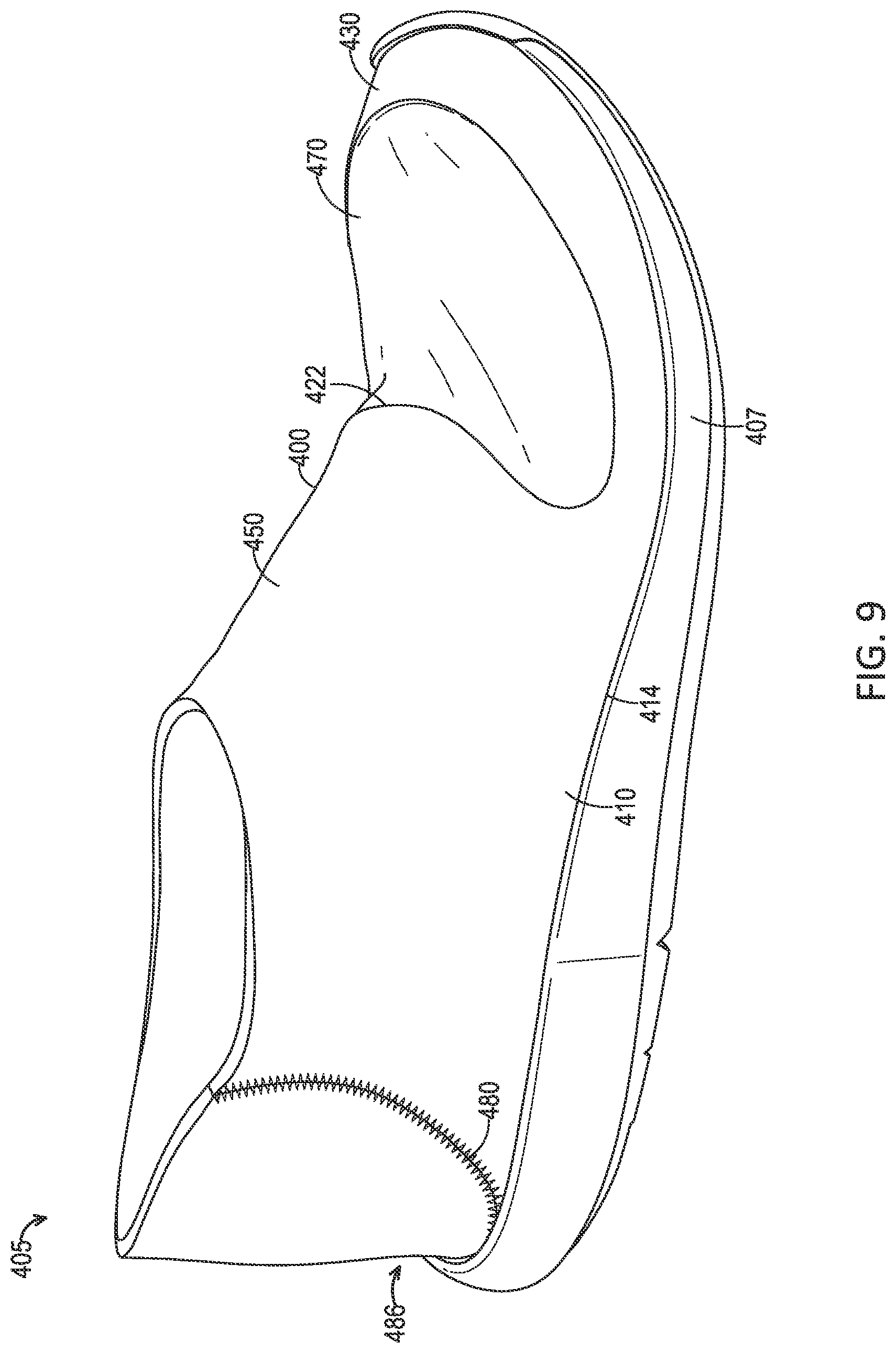 Patent US11812820 Figure 7 – Footwear upper comprising stretch zones