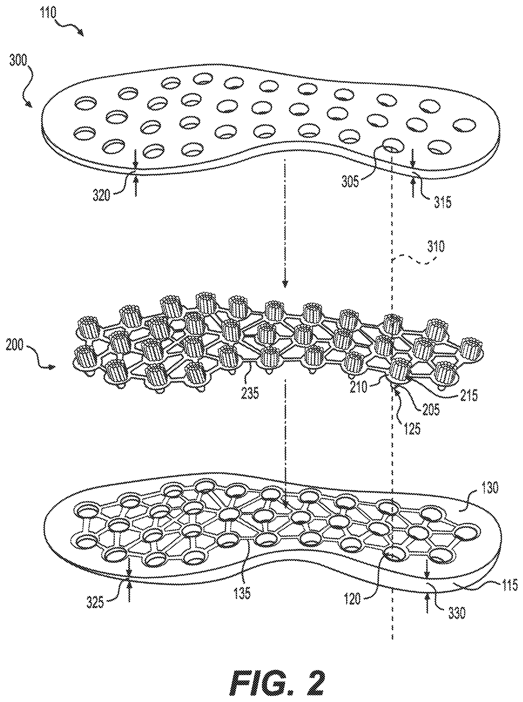 Patent US11812823 Figure 2 – Footwear having sensory feedback outsole