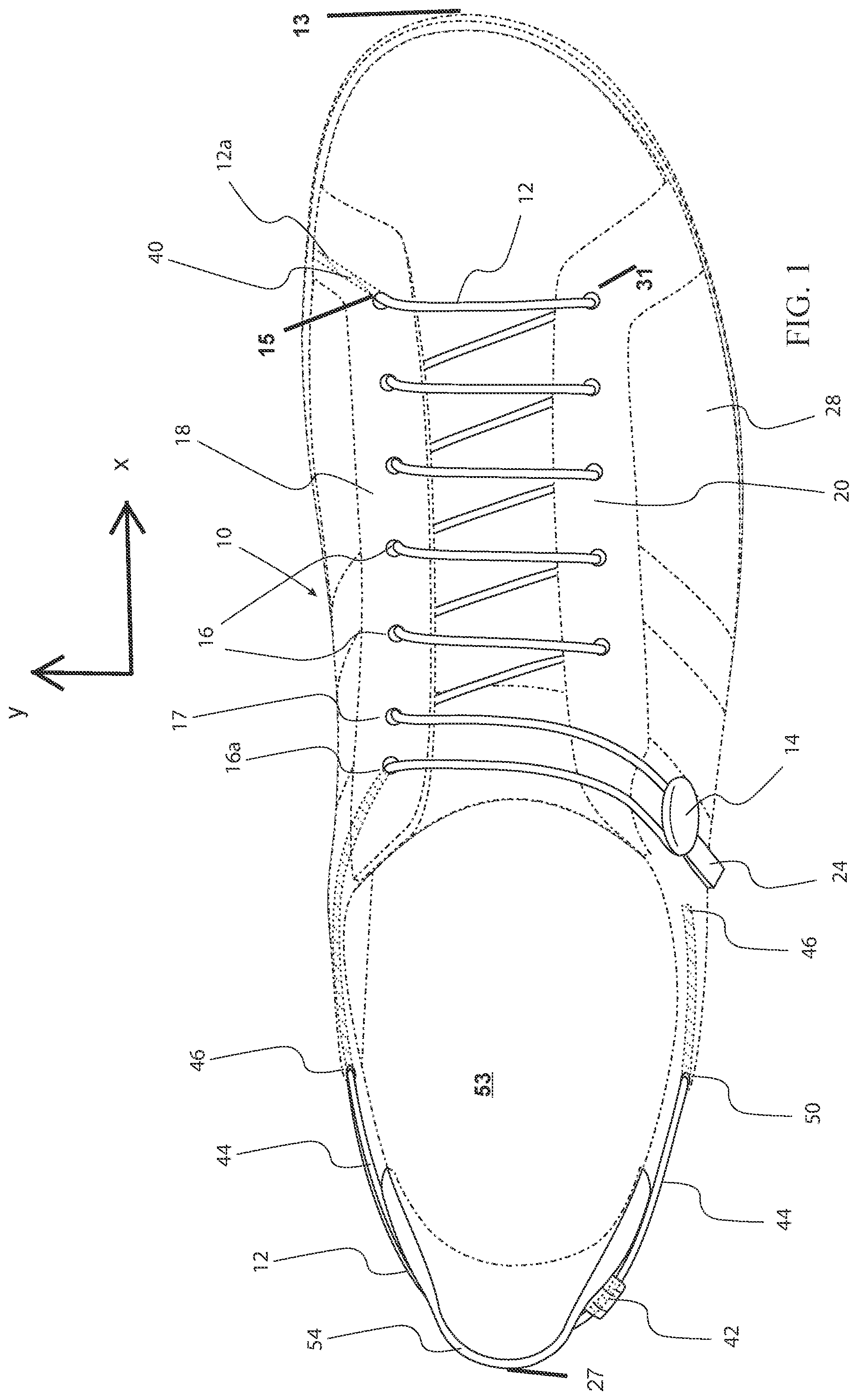 Patent US11812824 Figure 1 – Footwear closure system