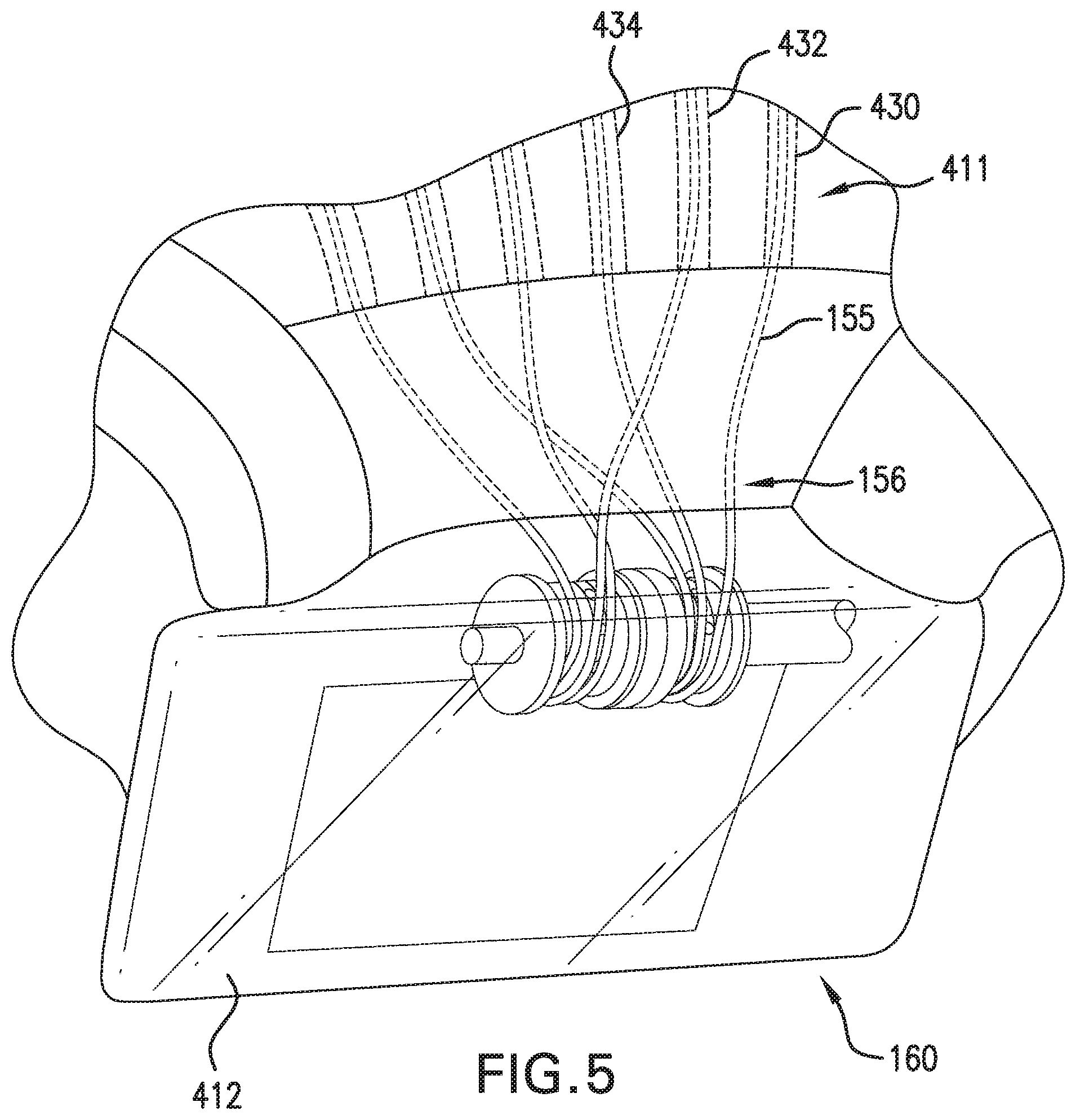 Patent US11812825 Figure 5 – Motorized tensioning device with compact spool system