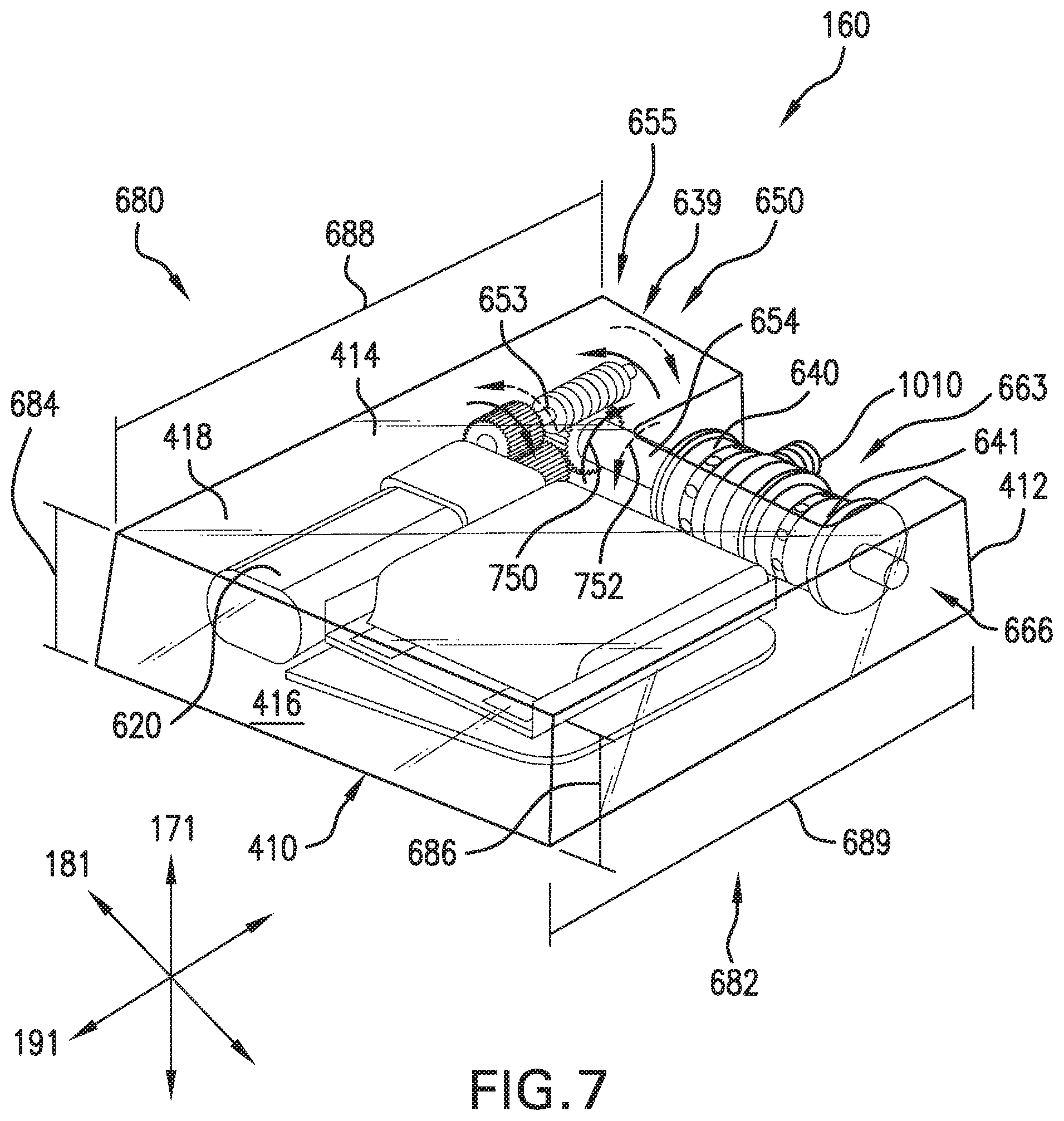 Patent US11812825 Figure 7 – Motorized tensioning device with compact spool system