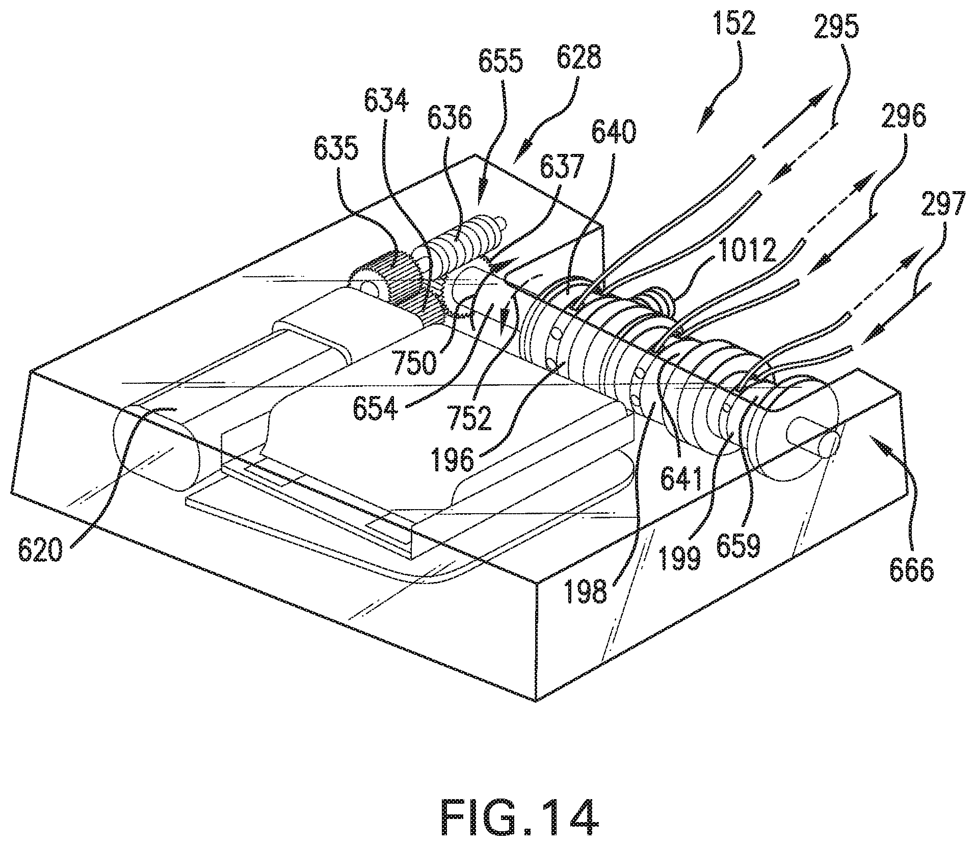 Patent US11812825 Figure 14 – Motorized tensioning device with compact spool system