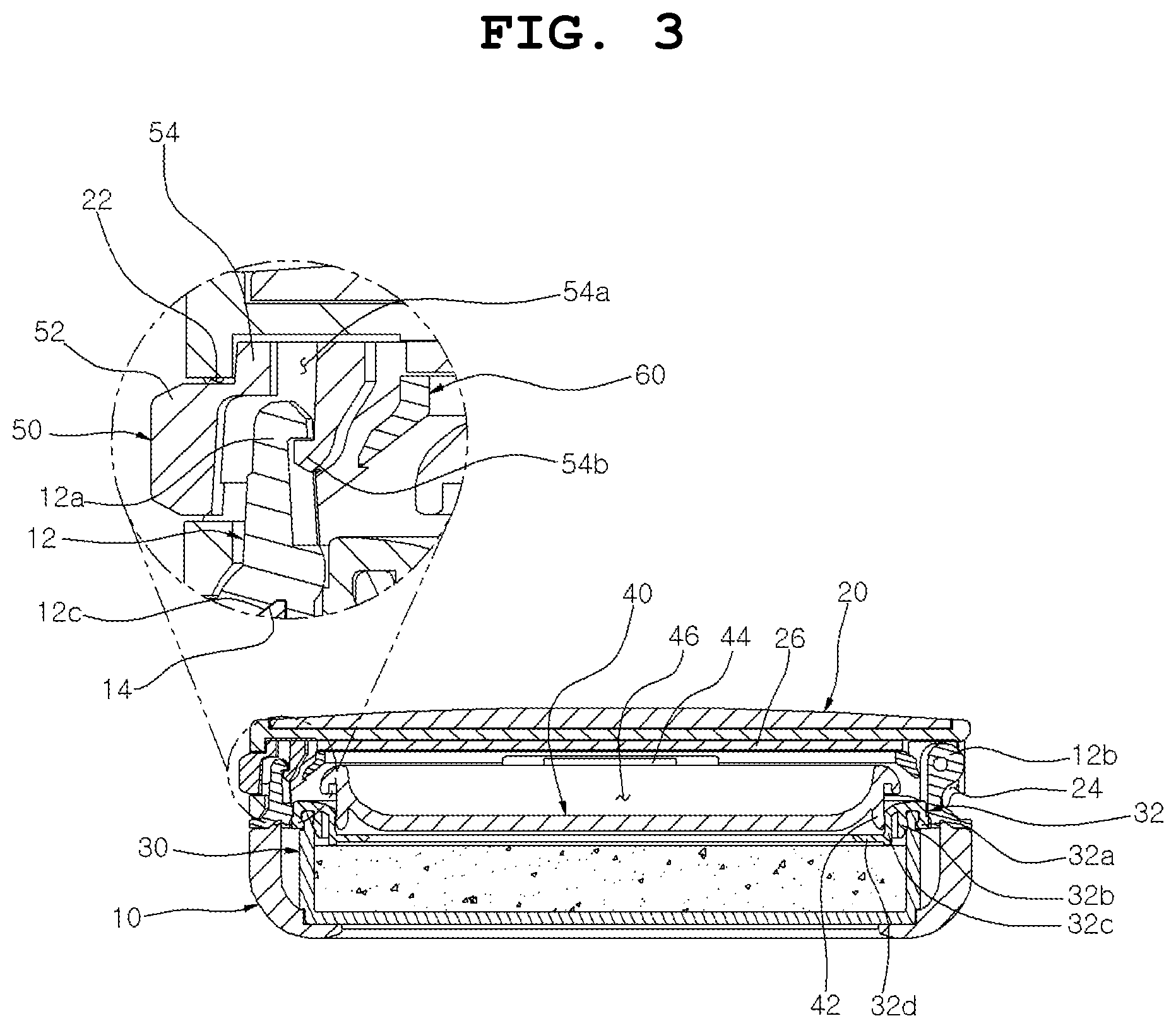 Patent US11812841 Figure 3 – Cosmetic container with contents visible from outside