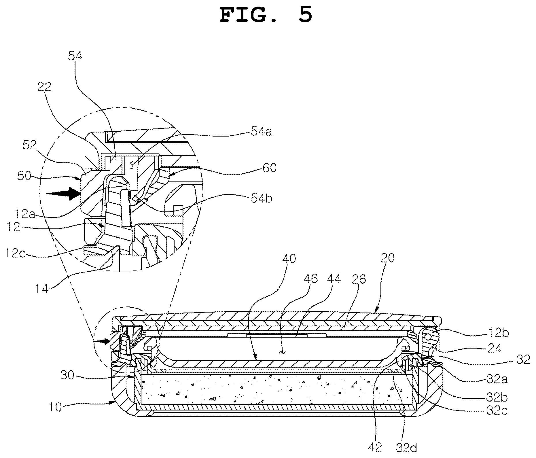 Patent US11812841 Figure 5 – Cosmetic container with contents visible from outside