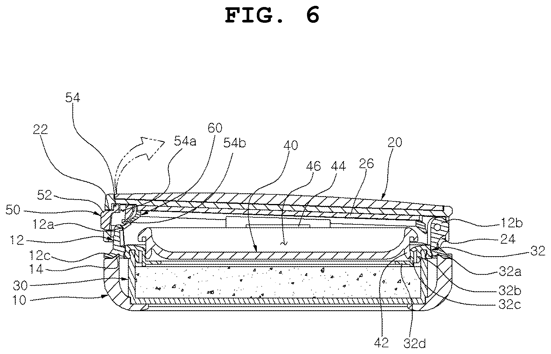Patent US11812841 Figure 6 – Cosmetic container with contents visible from outside