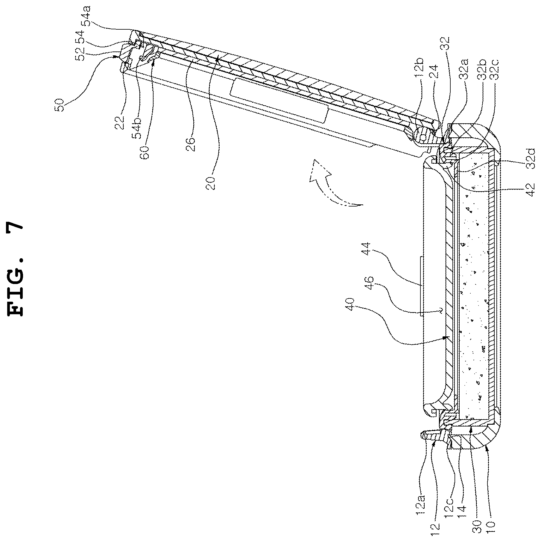 Patent US11812841 Figure 7 – Cosmetic container with contents visible from outside