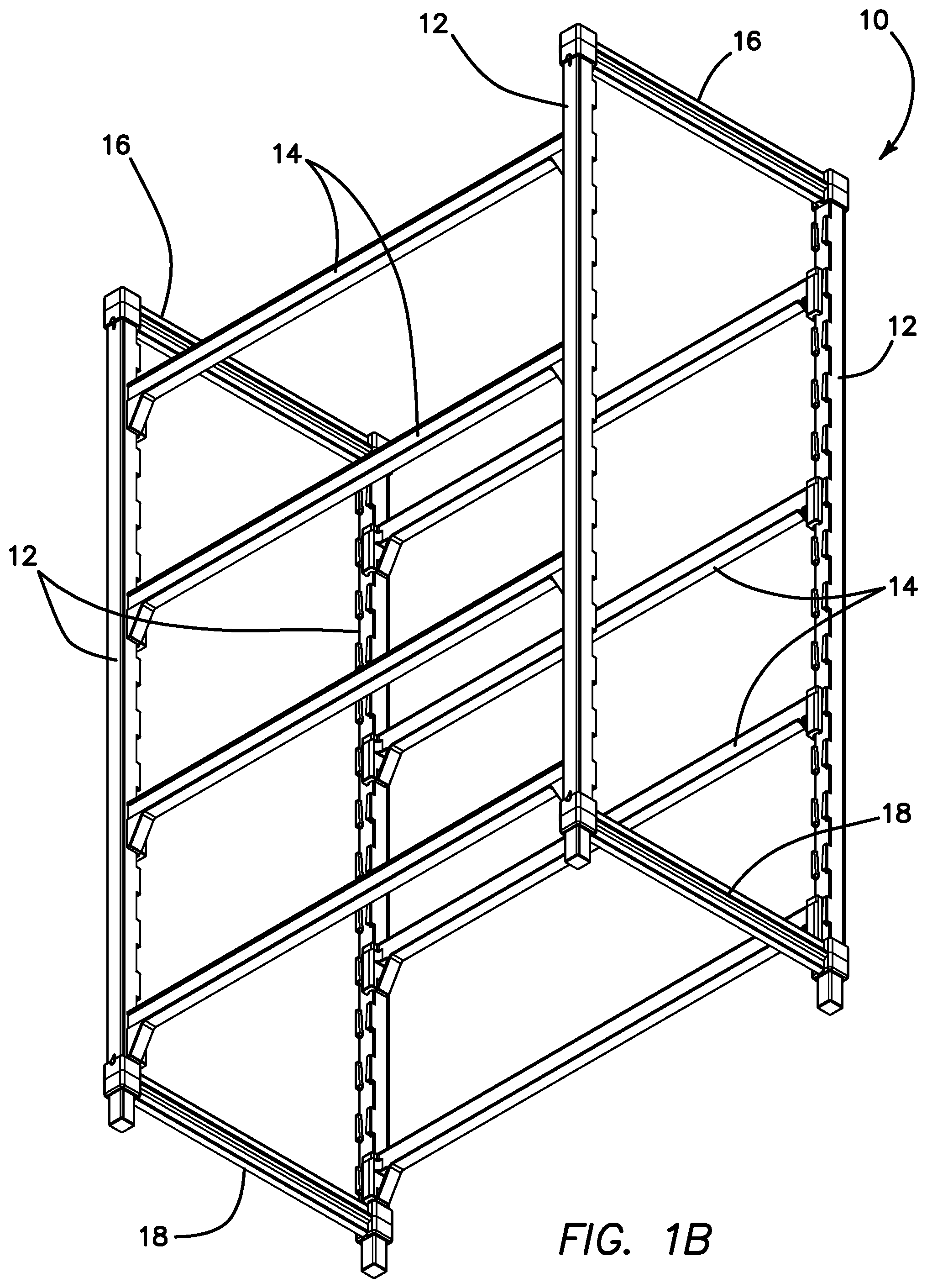 Patent US11812847 Figure 2 – Shelving system for resisting applied shear forces and method for forming the same