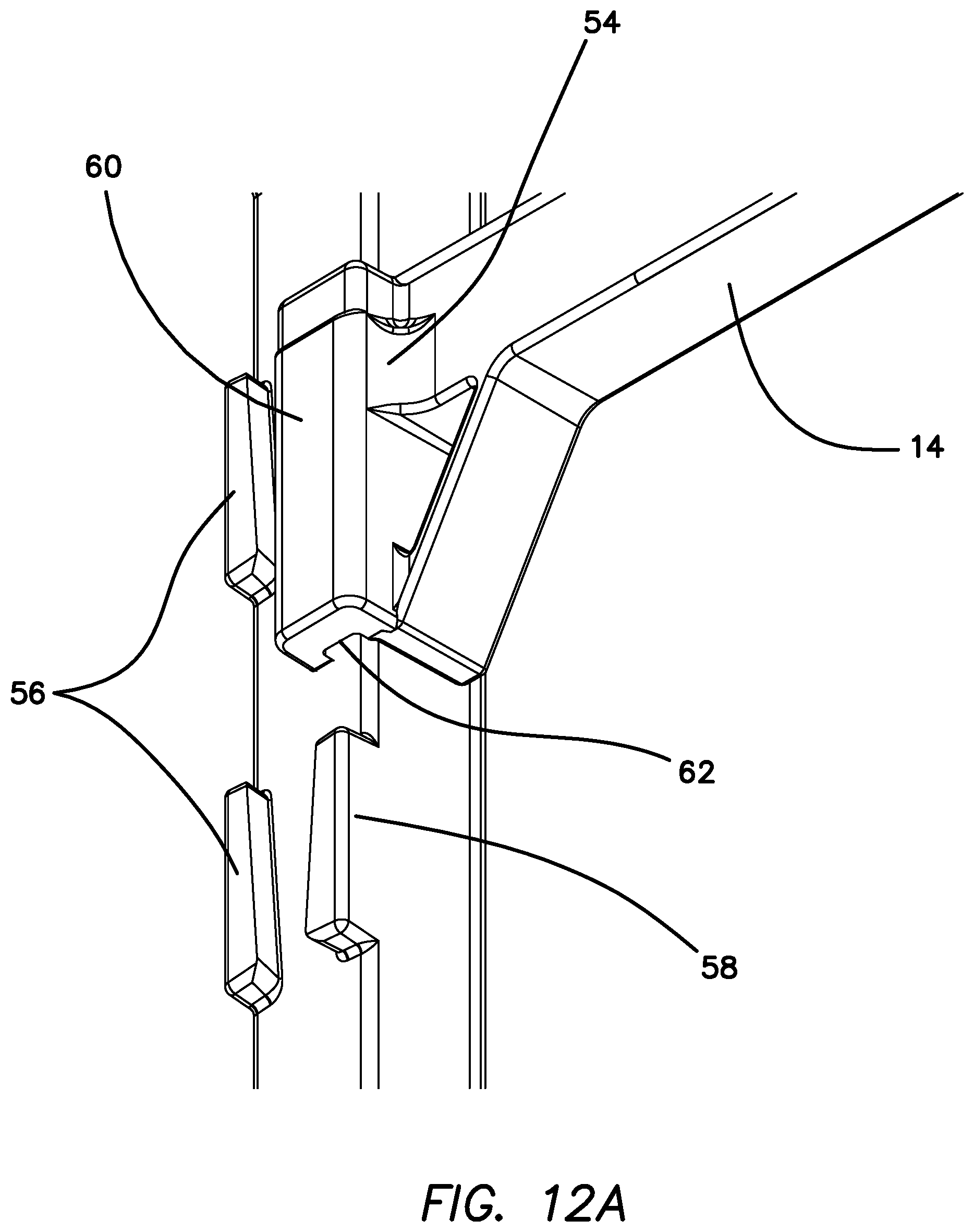 Patent US11812847 Figure 16 – Shelving system for resisting applied shear forces and method for forming the same