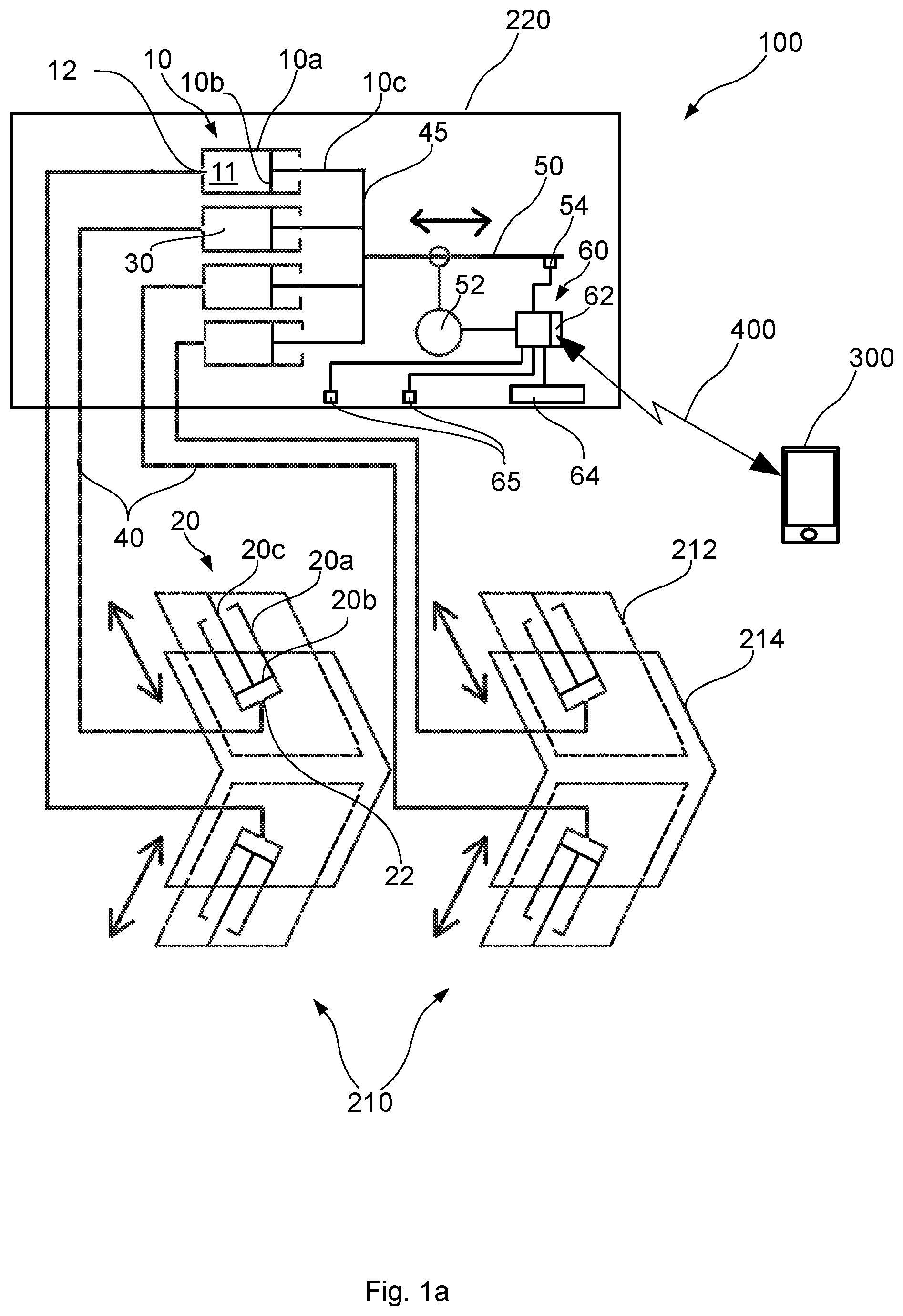 Patent US11812852 Figure 1 – Actuator system and multifunctional table comprising such an actuator system
