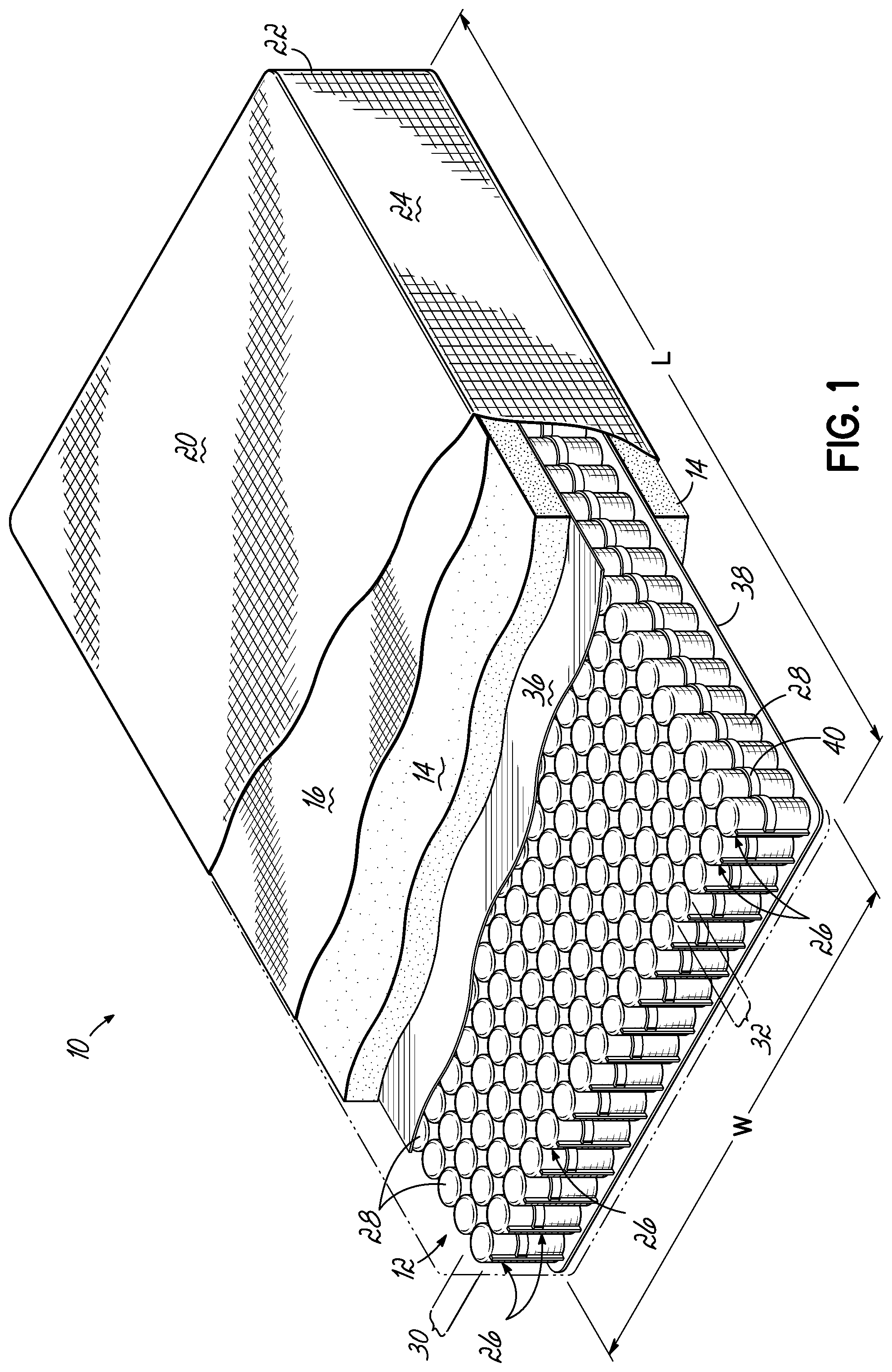Patent US11812860 Figure 1 – Method of making pocketed spring assembly with substrate