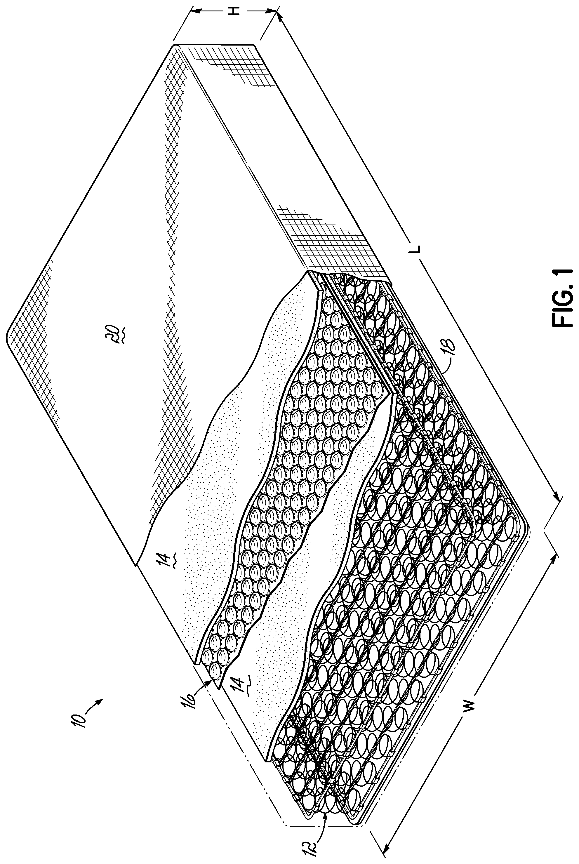 Patent US11812861 Figure 1 – Comfort layer with liquid pods and method of making same