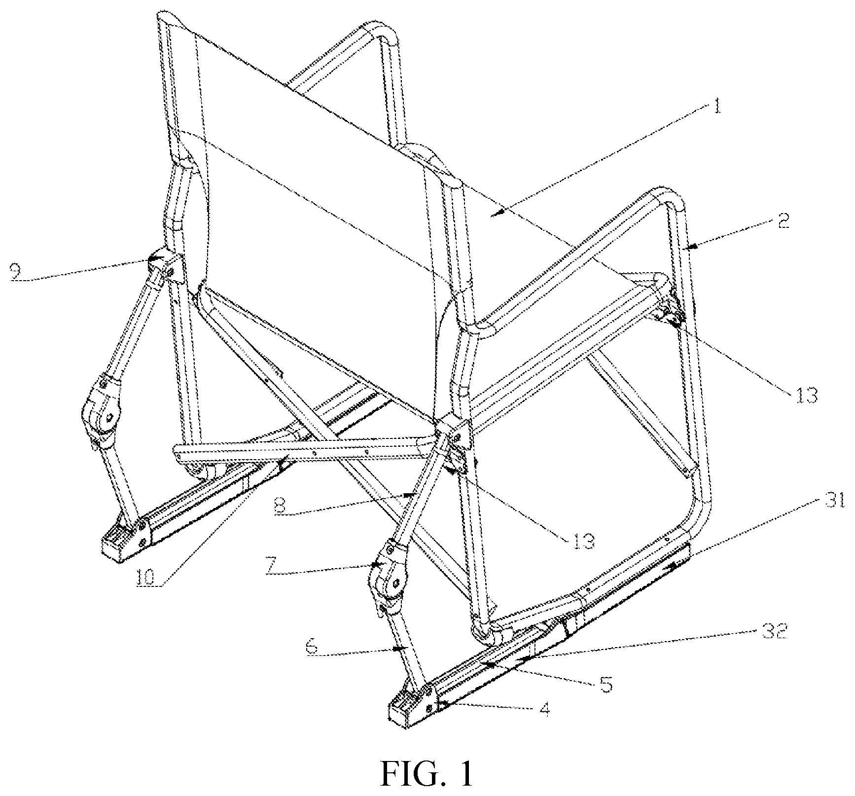 Patent US11812862 Figure 1 – Foldable rocking chair