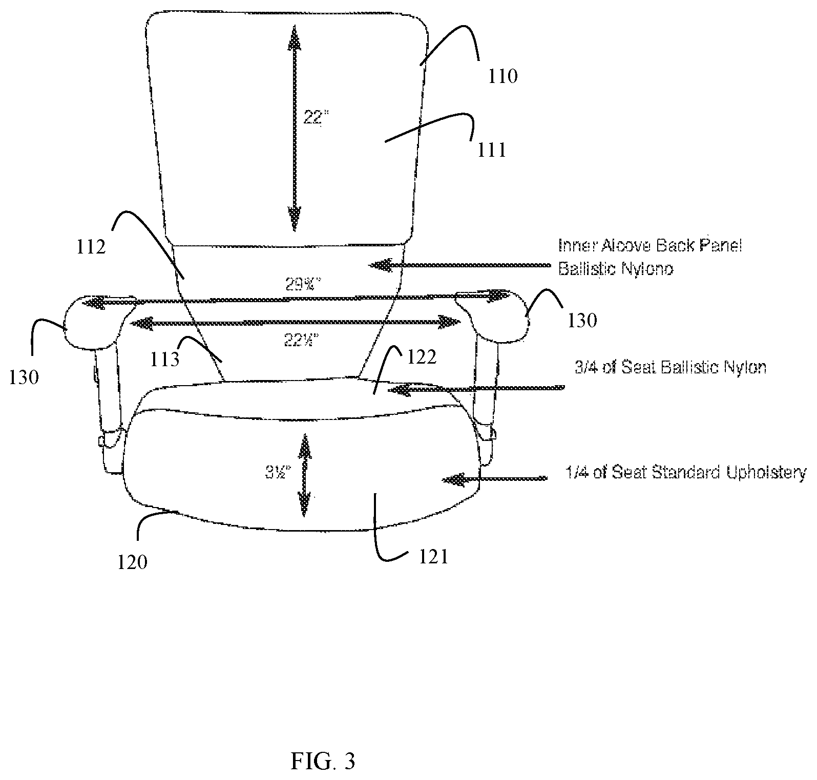 Patent US11812871 Figure 3 – Chair with appendage accommodations