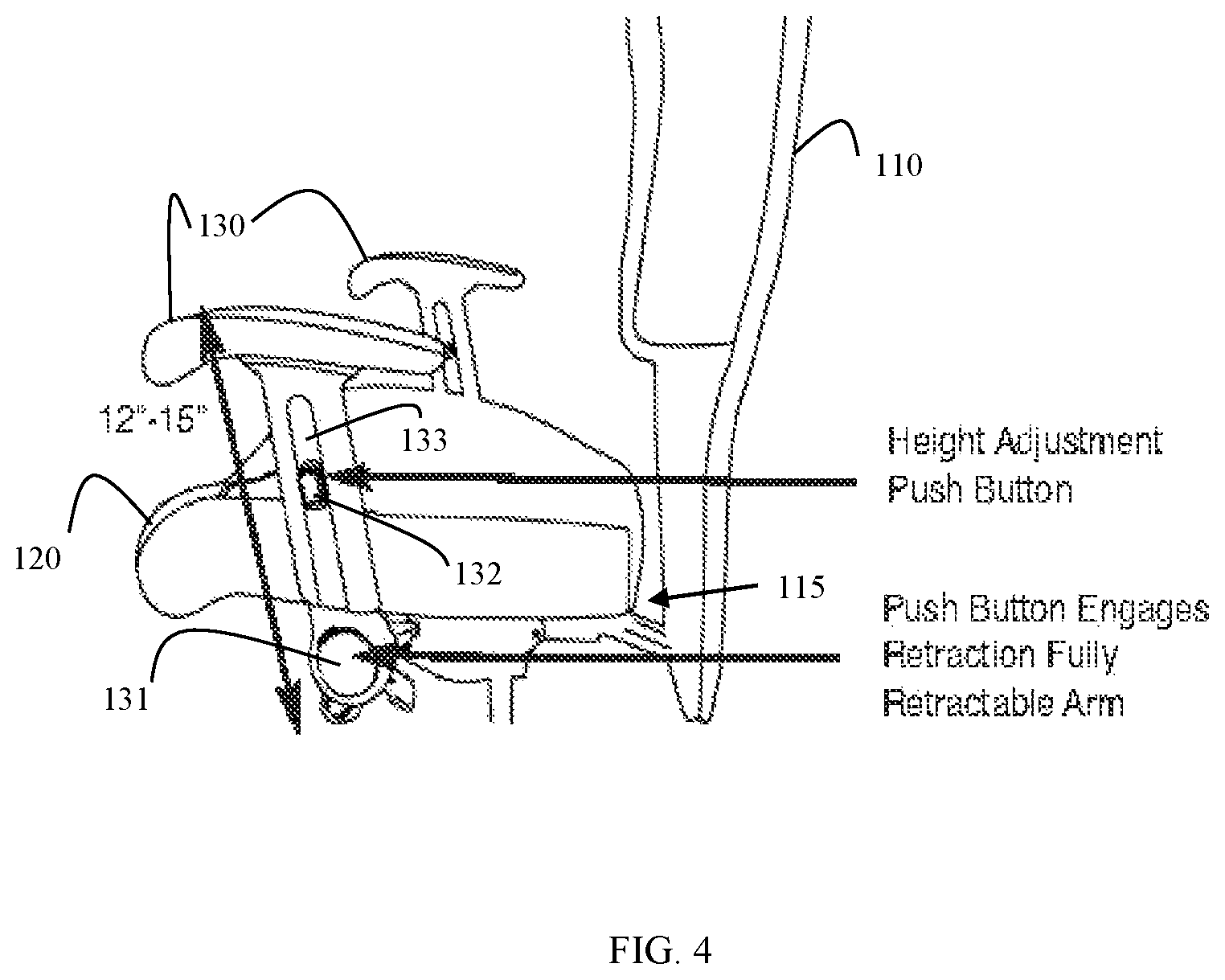 Patent US11812871 Figure 4 – Chair with appendage accommodations