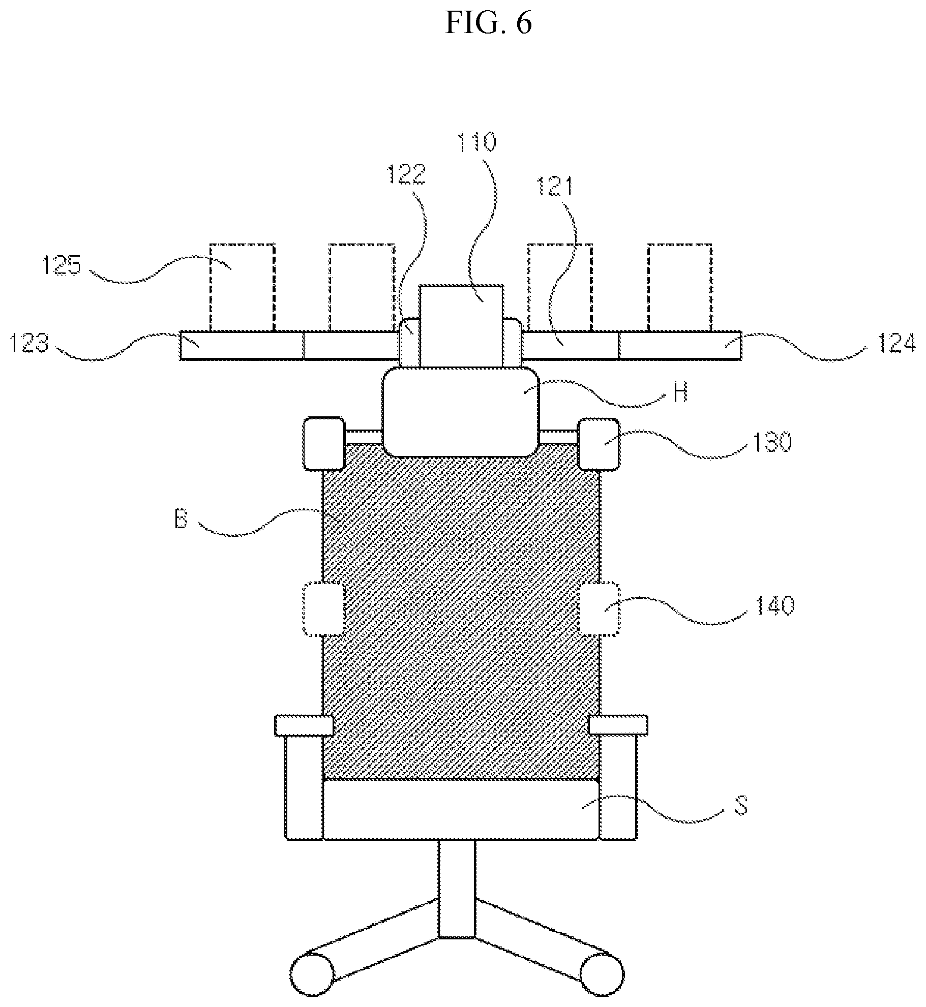 Patent US11812872 Figure 6 – Member for chair for implementing multi-channel sound system and chair including the member