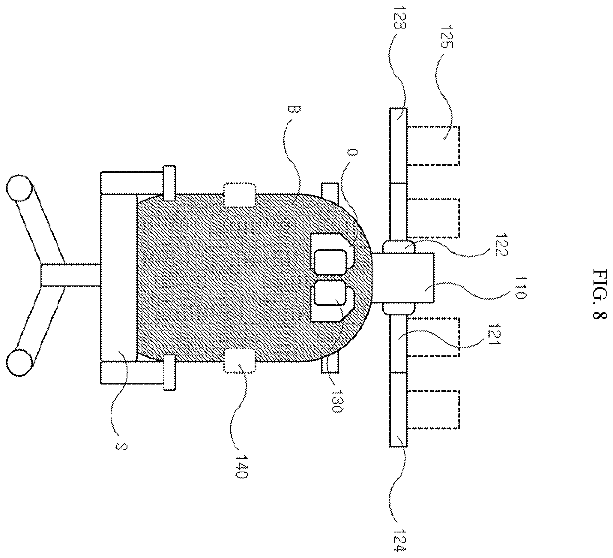 Patent US11812872 Figure 8 – Member for chair for implementing multi-channel sound system and chair including the member