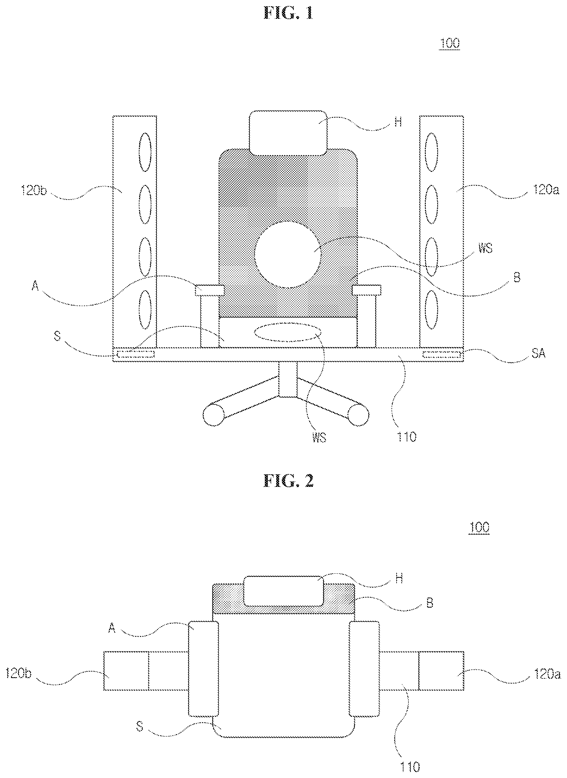 Patent US11812873 Figure 1 – Chair including multi-channel sound system