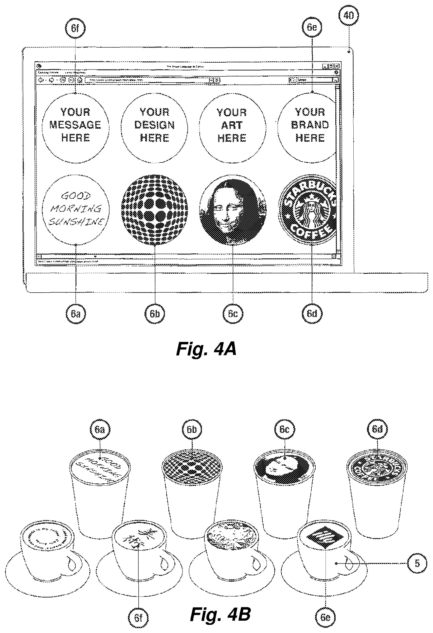 Patent US11812889 Figure 4 – Beverage displaying an edible printed design image thereupon, and a method for production thereof