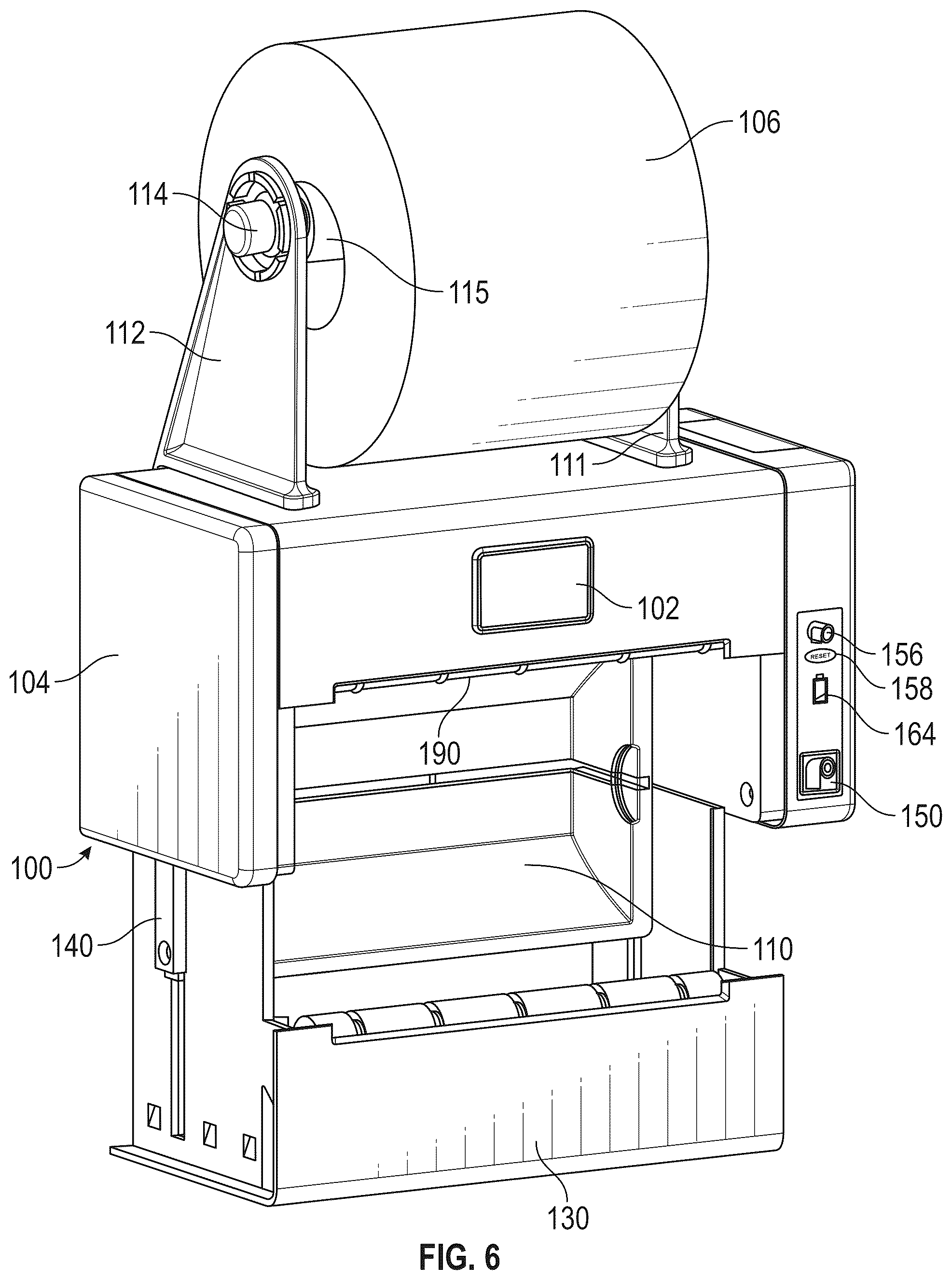 Patent US11812897 Figure 7 – Dispensing assembly for paper products