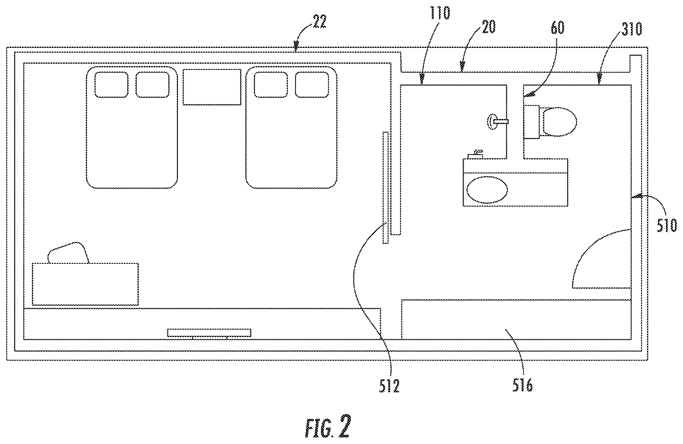 Patent US11812903 Figure 2 – Bathroom fixtures and components