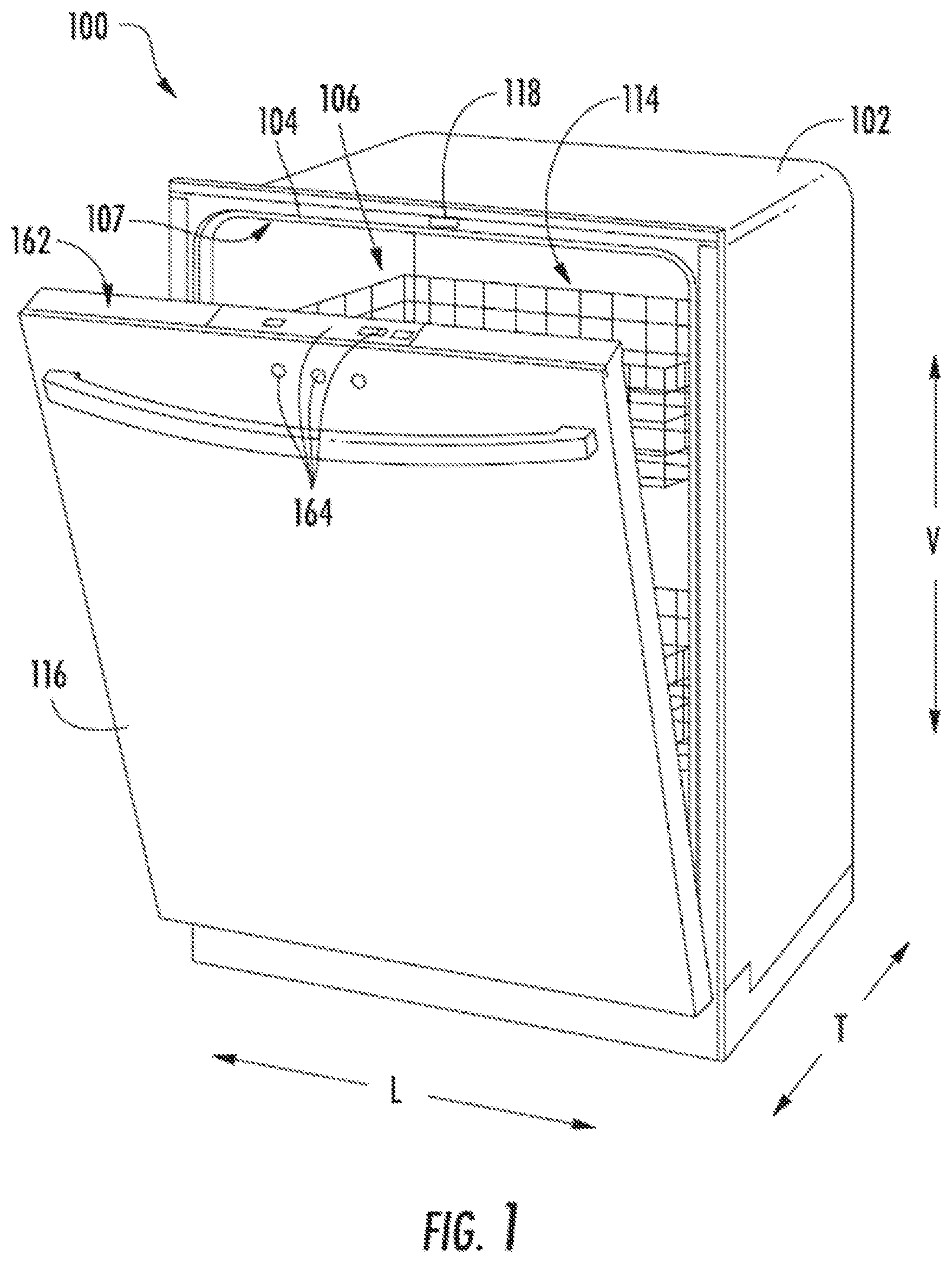 Patent US11812910 Figure 1 – Dishwashing appliances and methods for addressing obstruction therein