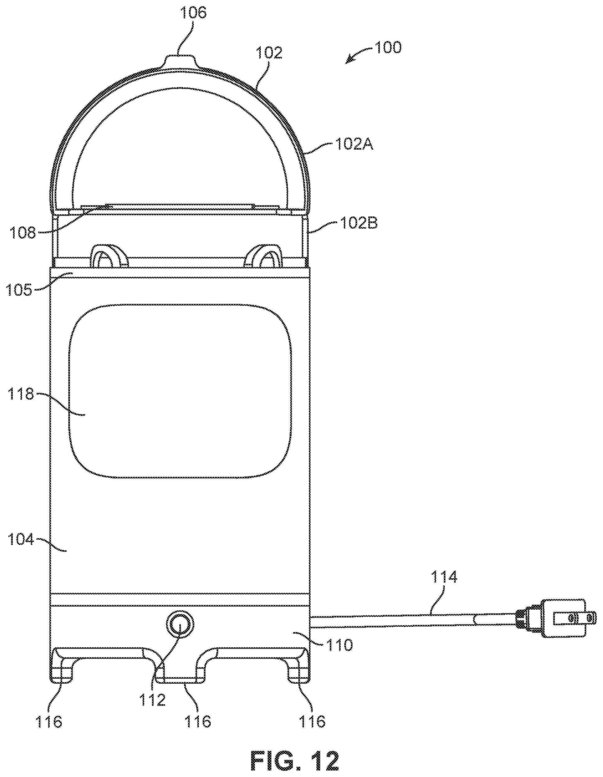 Patent US11812913 Figure 12 – Compact dishwasher for cleaning a few eating utensils