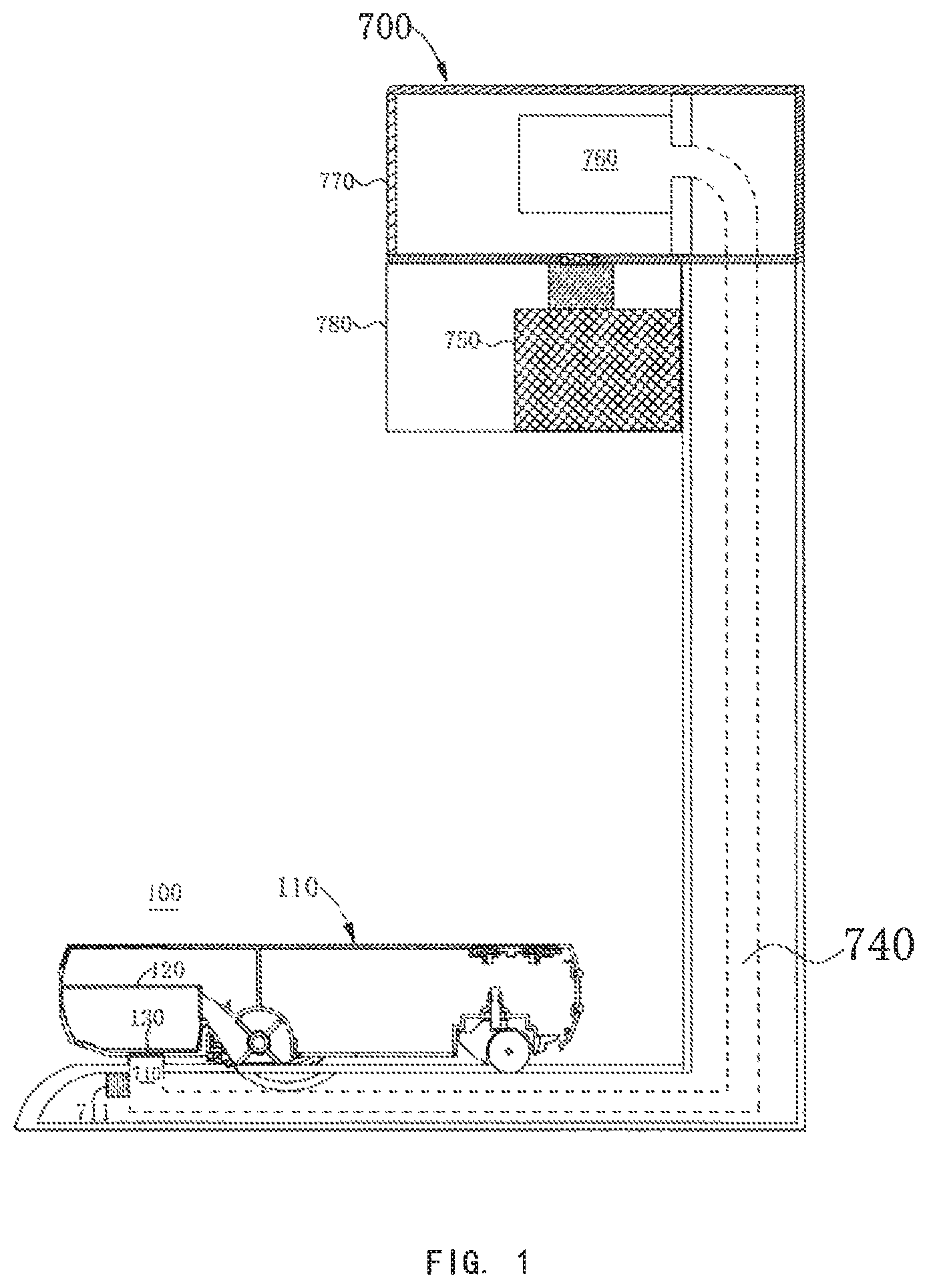 Patent US11812917 Figure 1 – Cleaning system