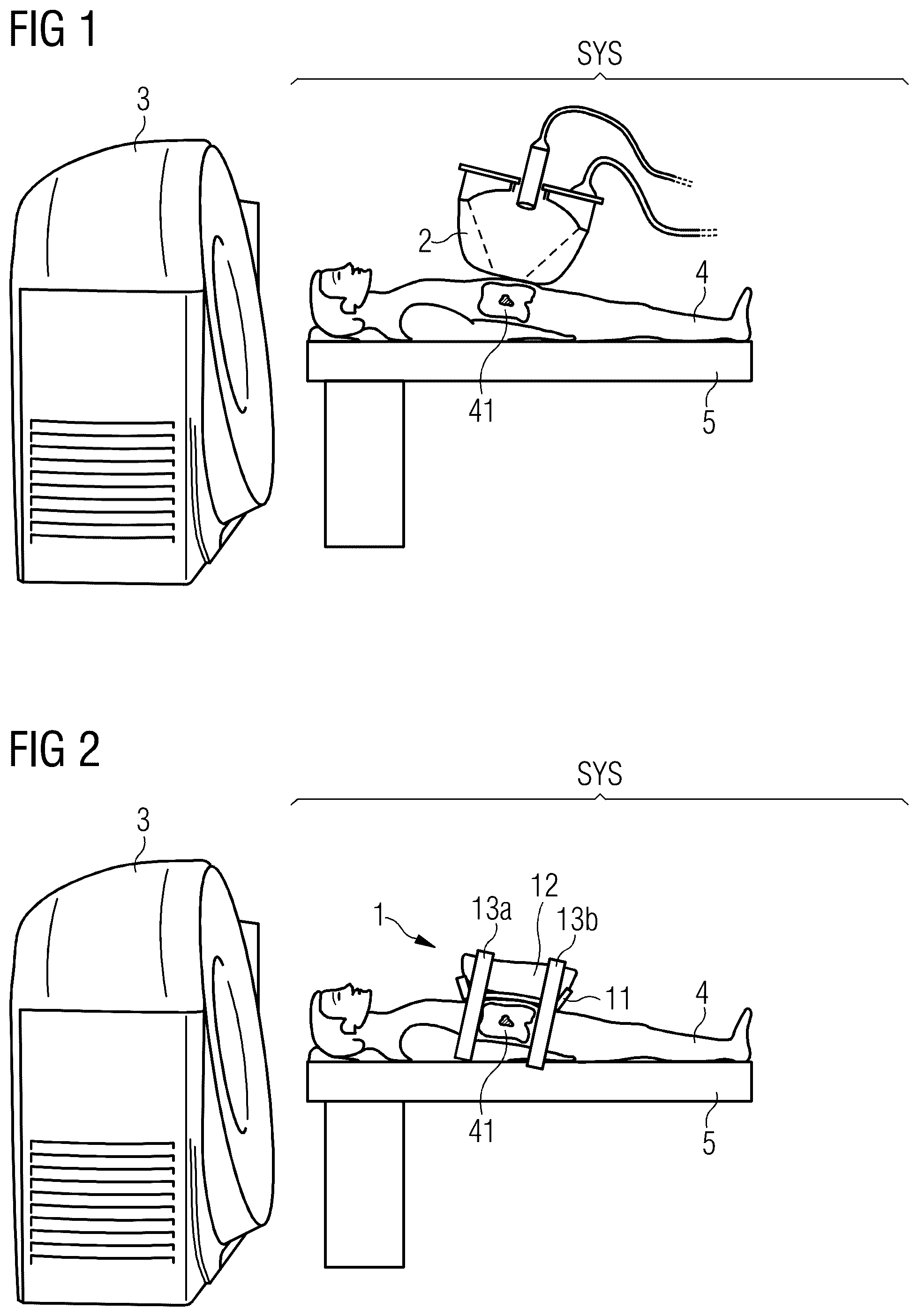 Patent US11812919 Figure 1 – Pressure control system for providing a pressure to be applied to a patient during a pre-interventional imaging process with an imaging system