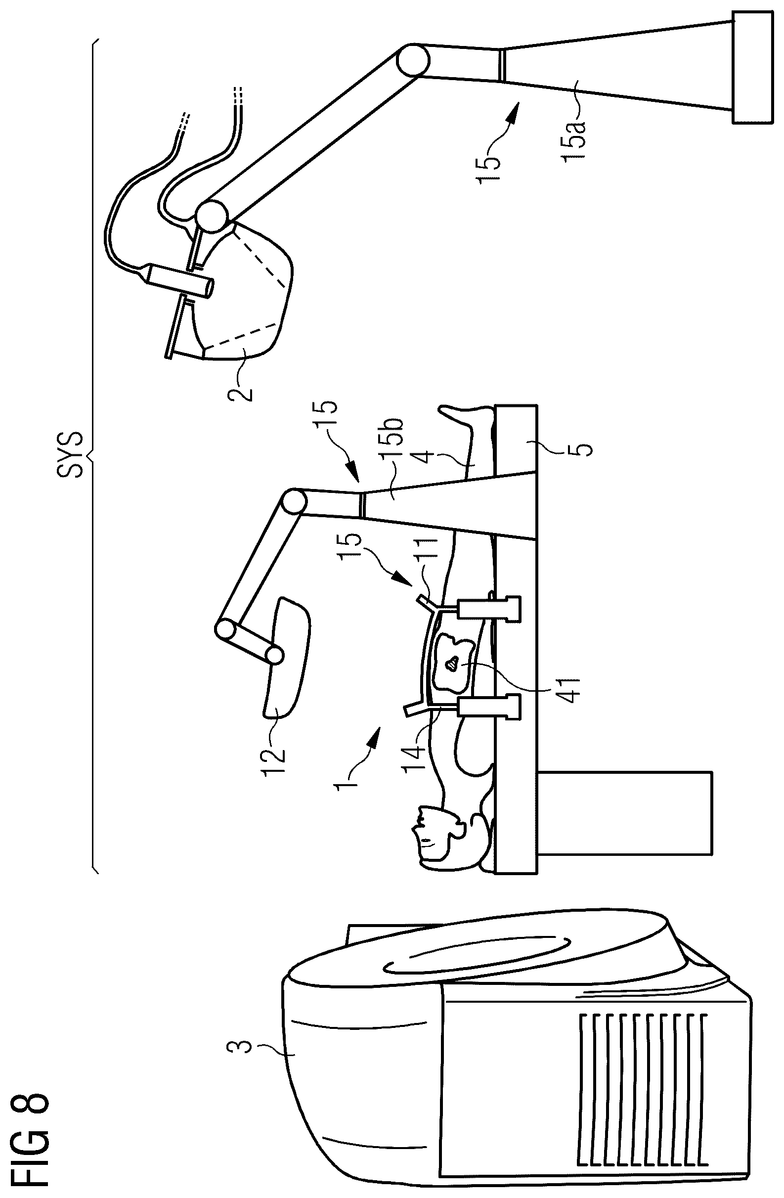 Patent US11812919 Figure 5 – Pressure control system for providing a pressure to be applied to a patient during a pre-interventional imaging process with an imaging system