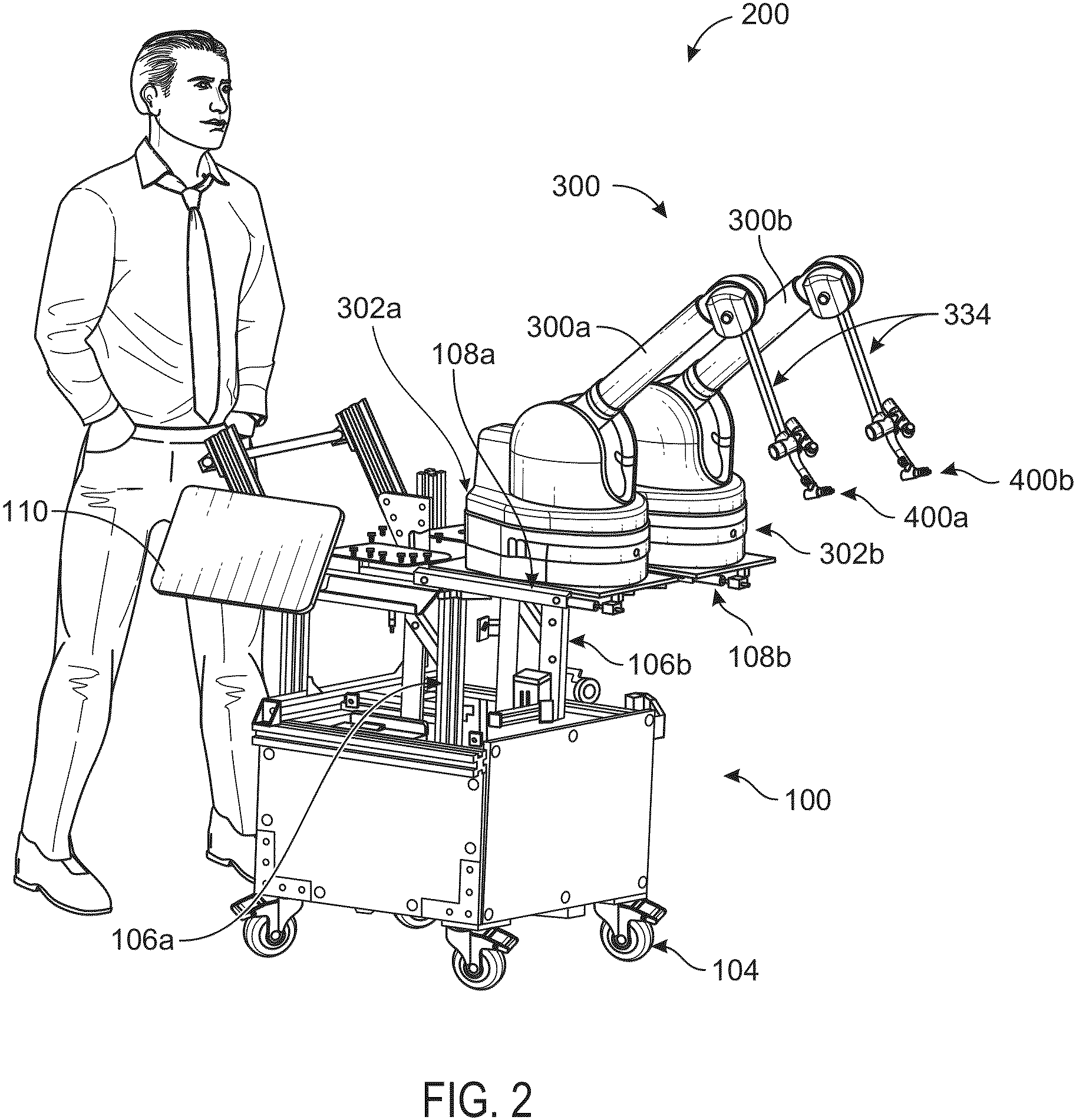 Patent US11812938 Figure 2 – Co-manipulation surgical system having a coupling mechanism removeably attachable to surgical instruments