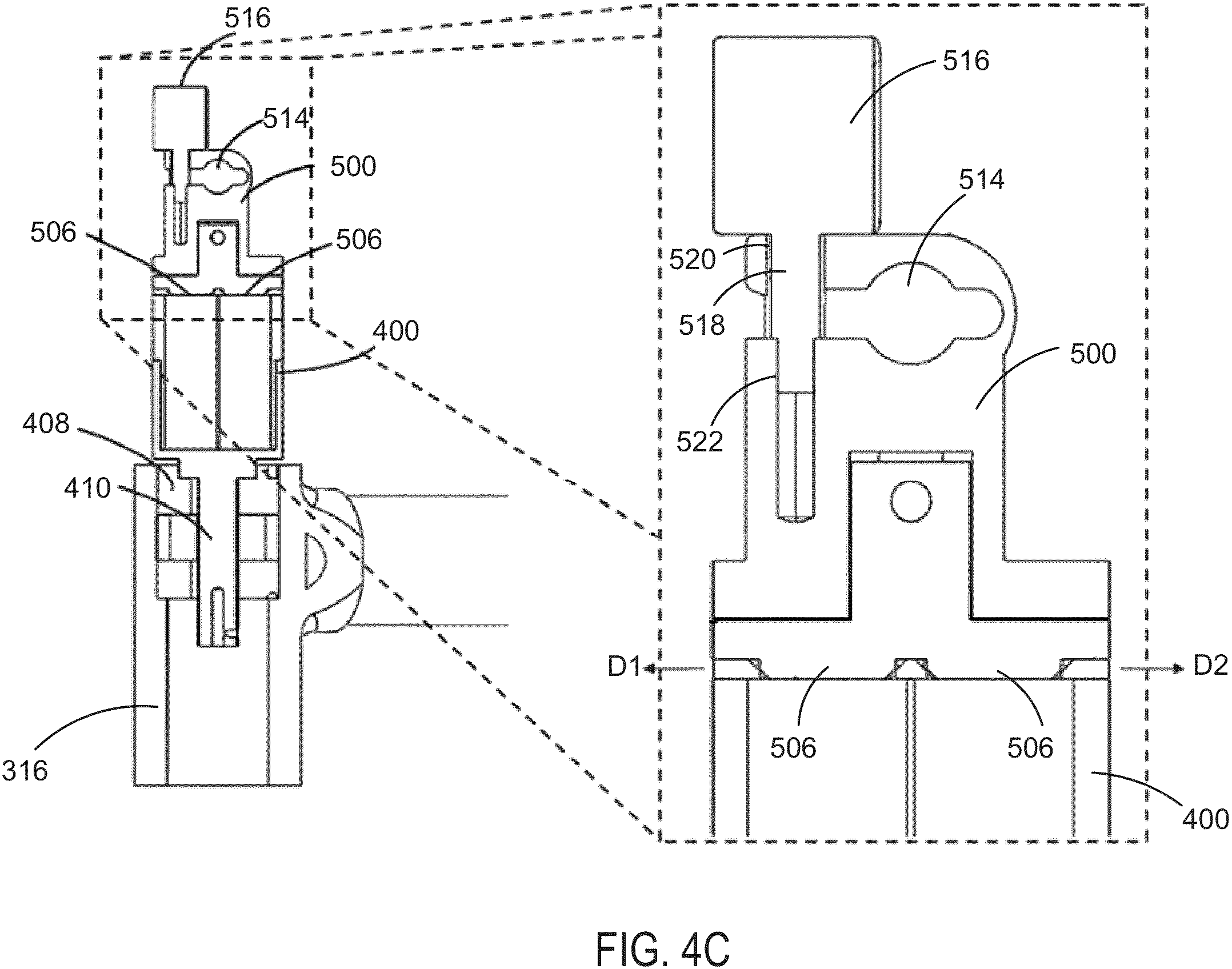 Patent US11812938 Figure 7 – Co-manipulation surgical system having a coupling mechanism removeably attachable to surgical instruments
