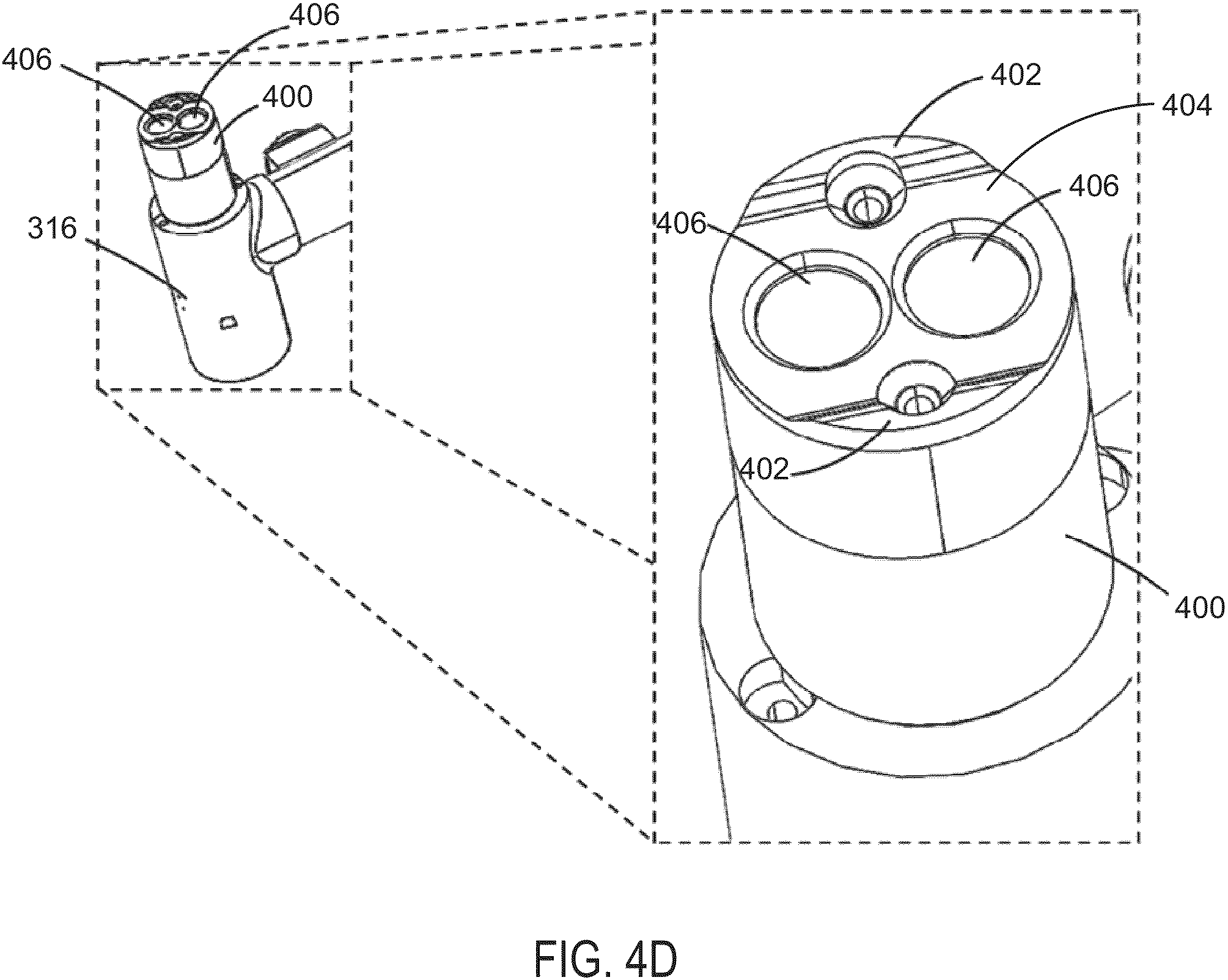 Patent US11812938 Figure 8 – Co-manipulation surgical system having a coupling mechanism removeably attachable to surgical instruments