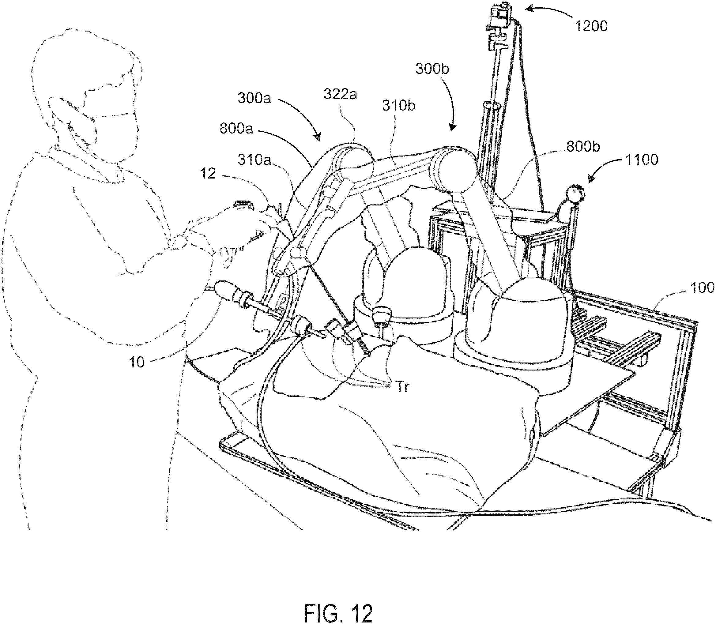 Patent US11812938 Figure 18 – Co-manipulation surgical system having a coupling mechanism removeably attachable to surgical instruments