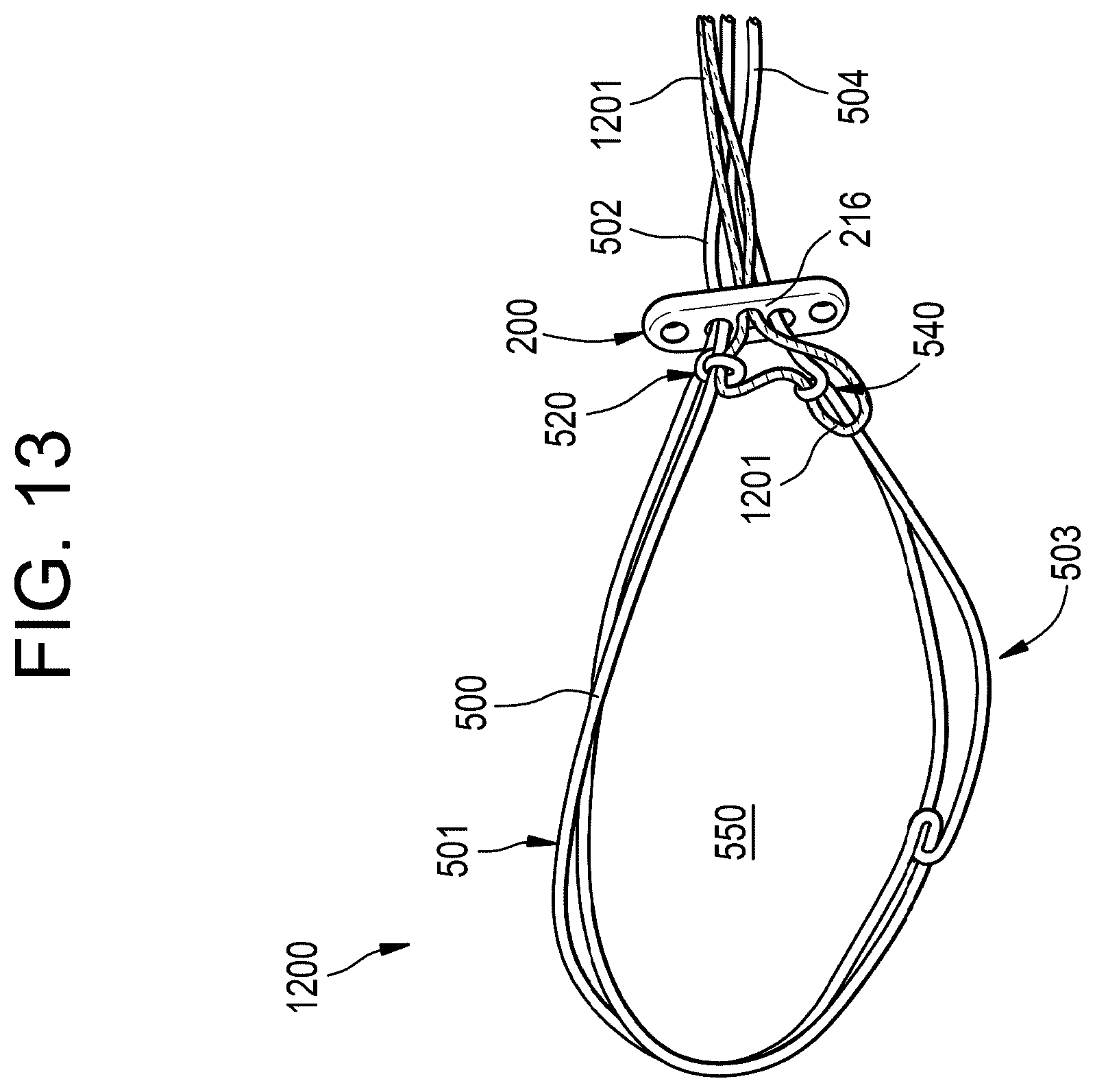 Patent US11812945 Figure 12 – One-way adjustable loop suture constructs and methods of forming and using the same