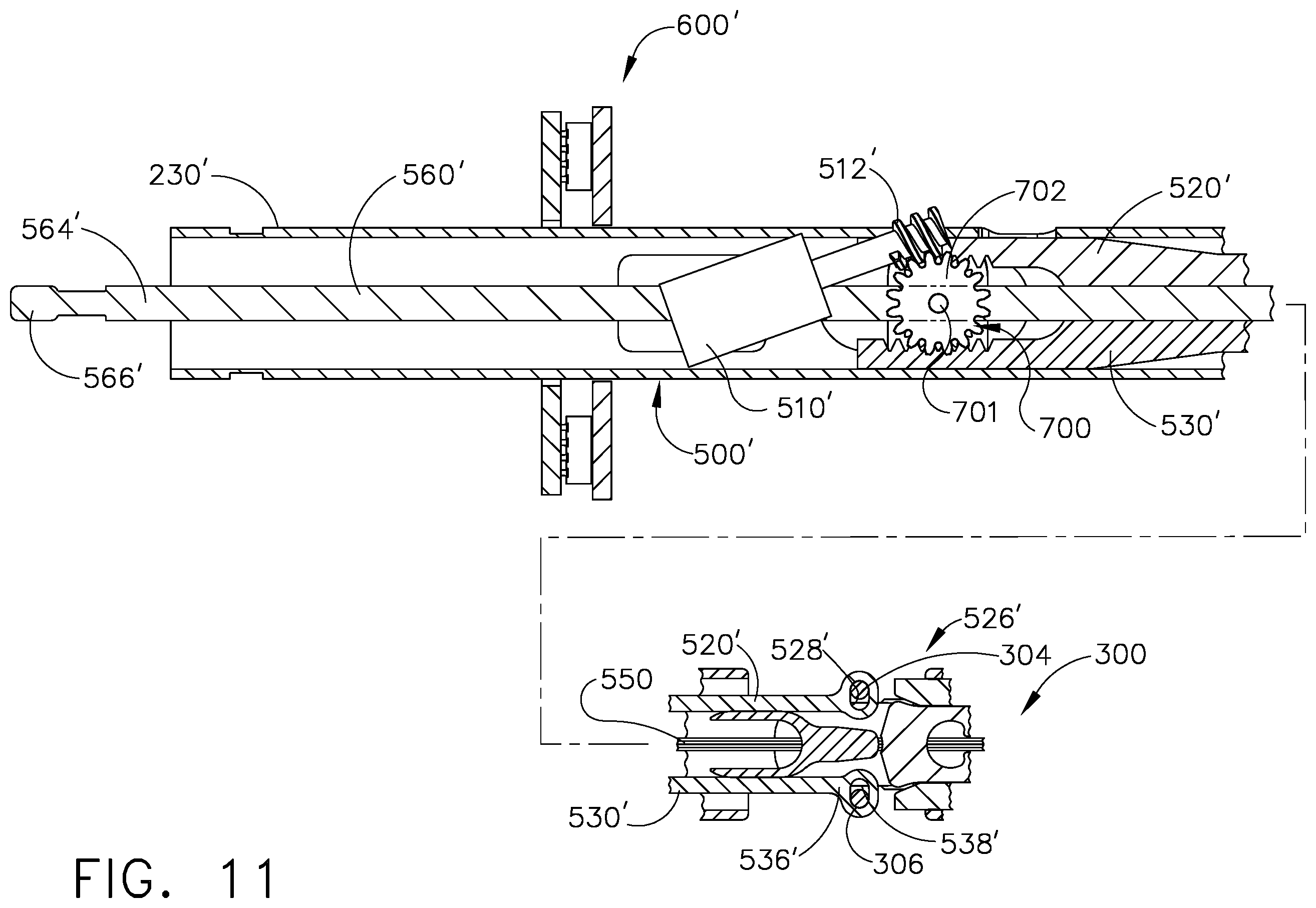 Patent US11812958 Figure 11 – Locking arrangements for detachable shaft assemblies with articulatable surgical end effectors