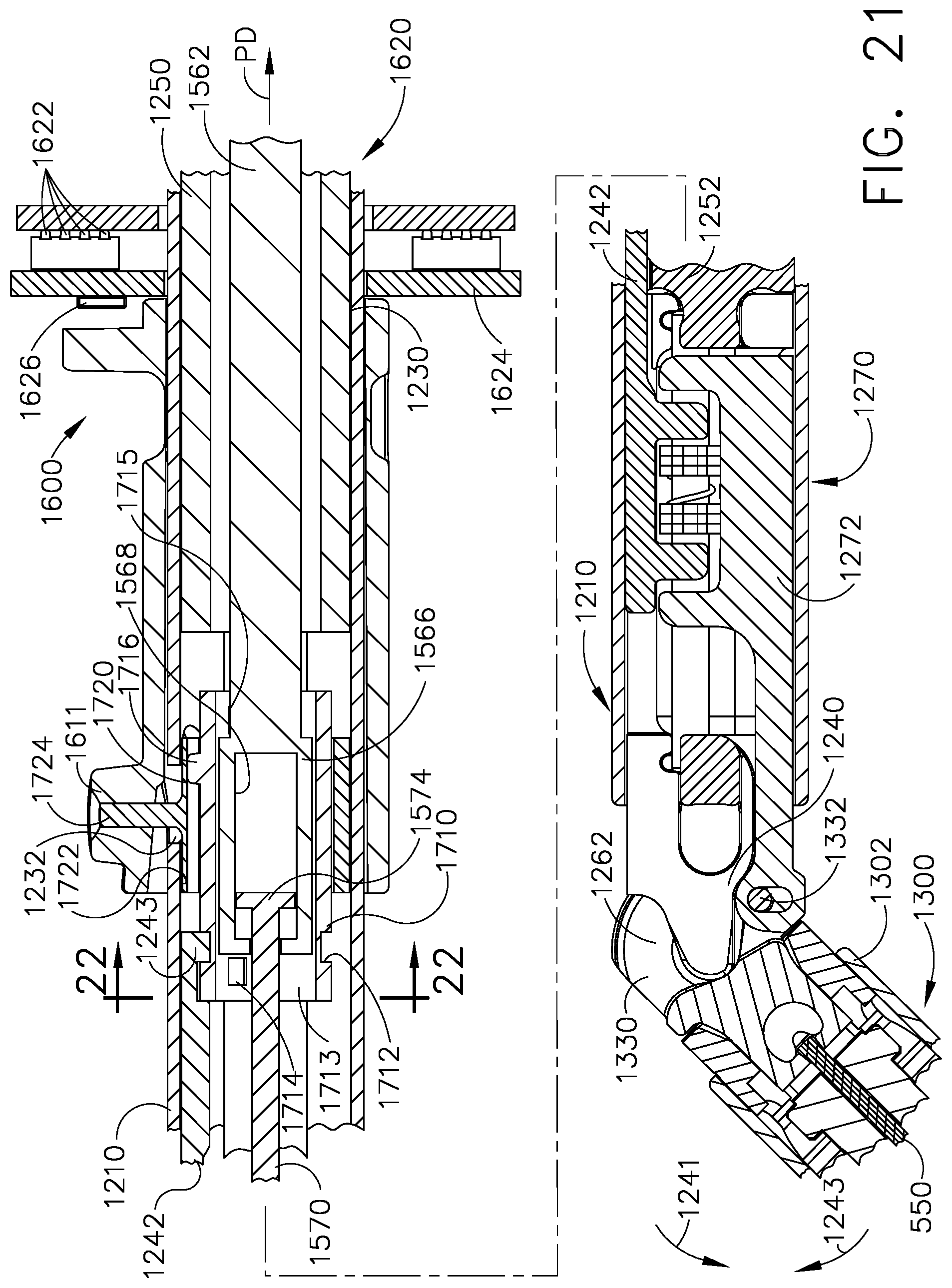 Patent US11812958 Figure 20 – Locking arrangements for detachable shaft assemblies with articulatable surgical end effectors