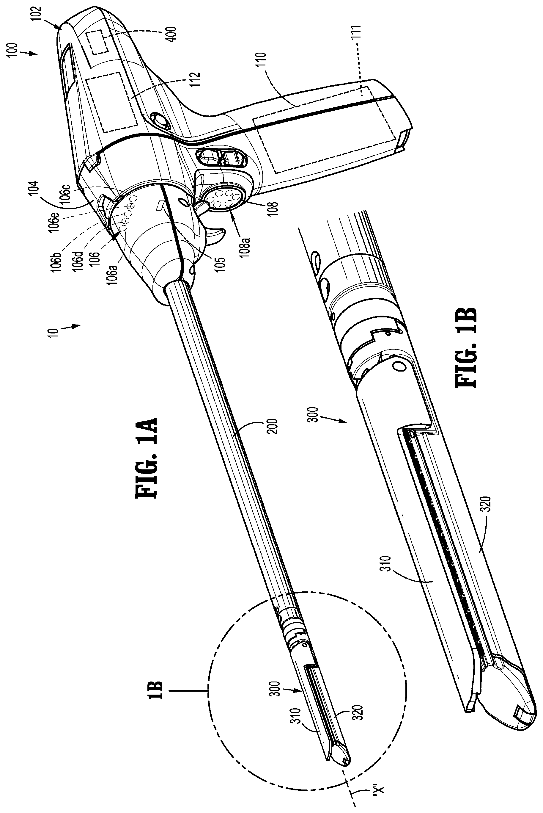 Patent US11812959 Figure 1 – Dynamically matching input and output shaft speeds of articulating adapter assemblies for surgical instruments