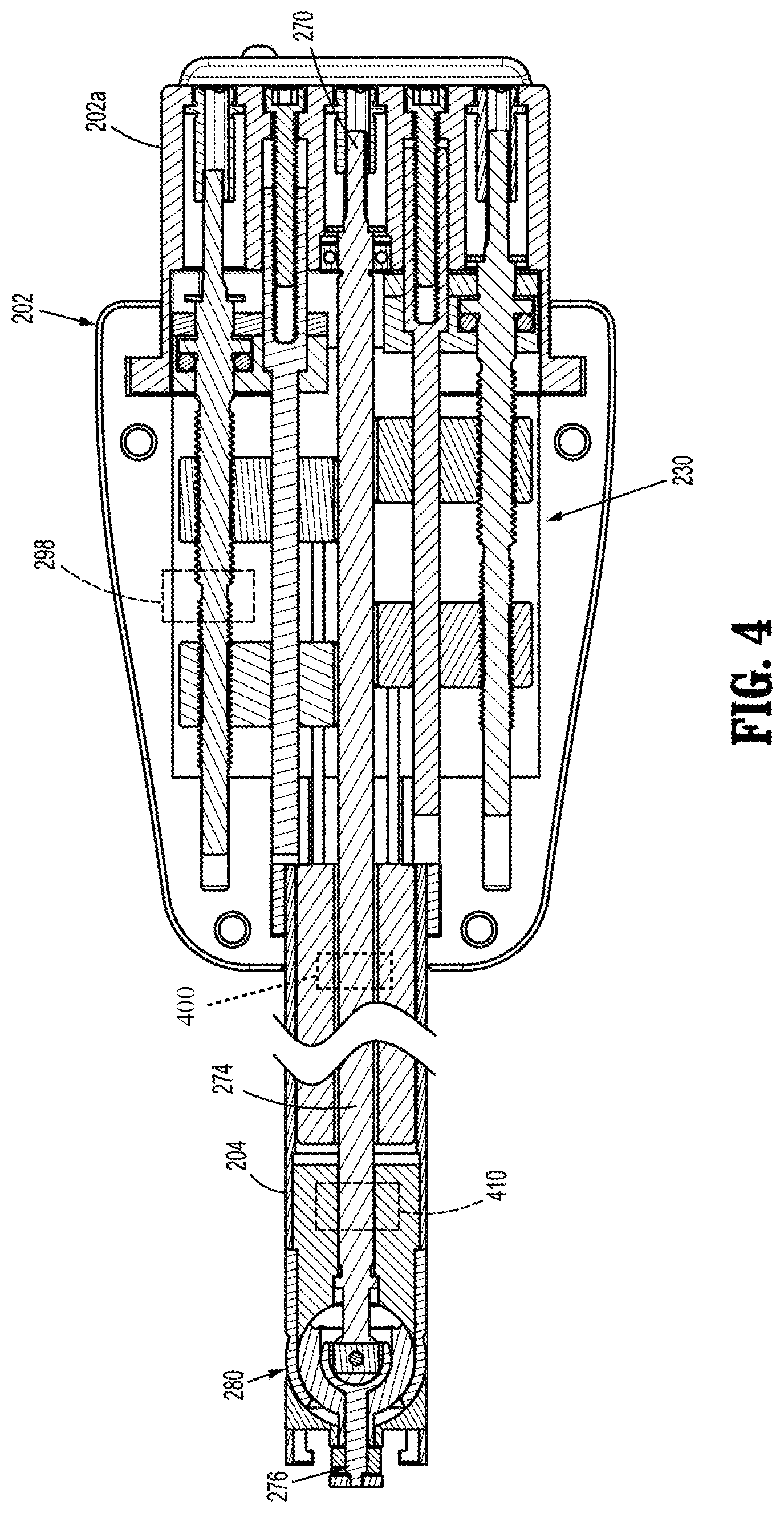 Patent US11812959 Figure 4 – Dynamically matching input and output shaft speeds of articulating adapter assemblies for surgical instruments